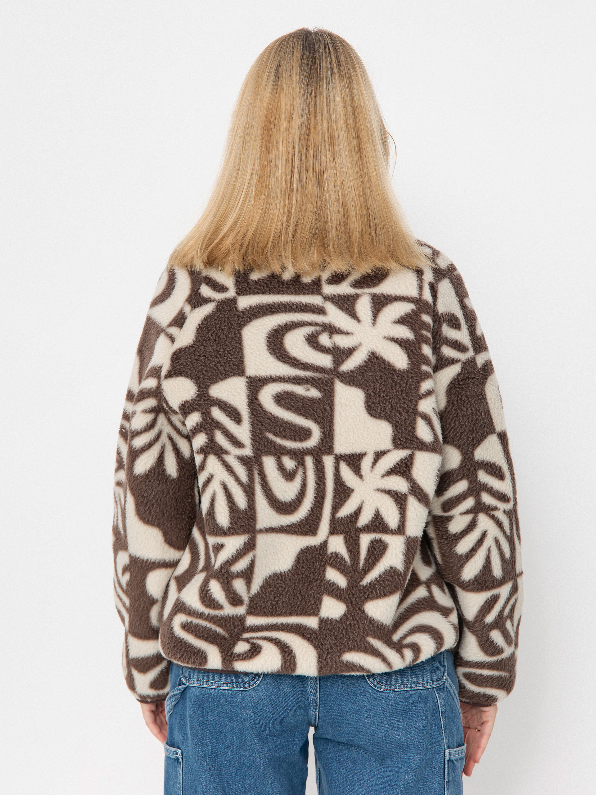 Női Polár pulóver Quiksilver Chalok Sherpa (chocolate brown chalok checker)