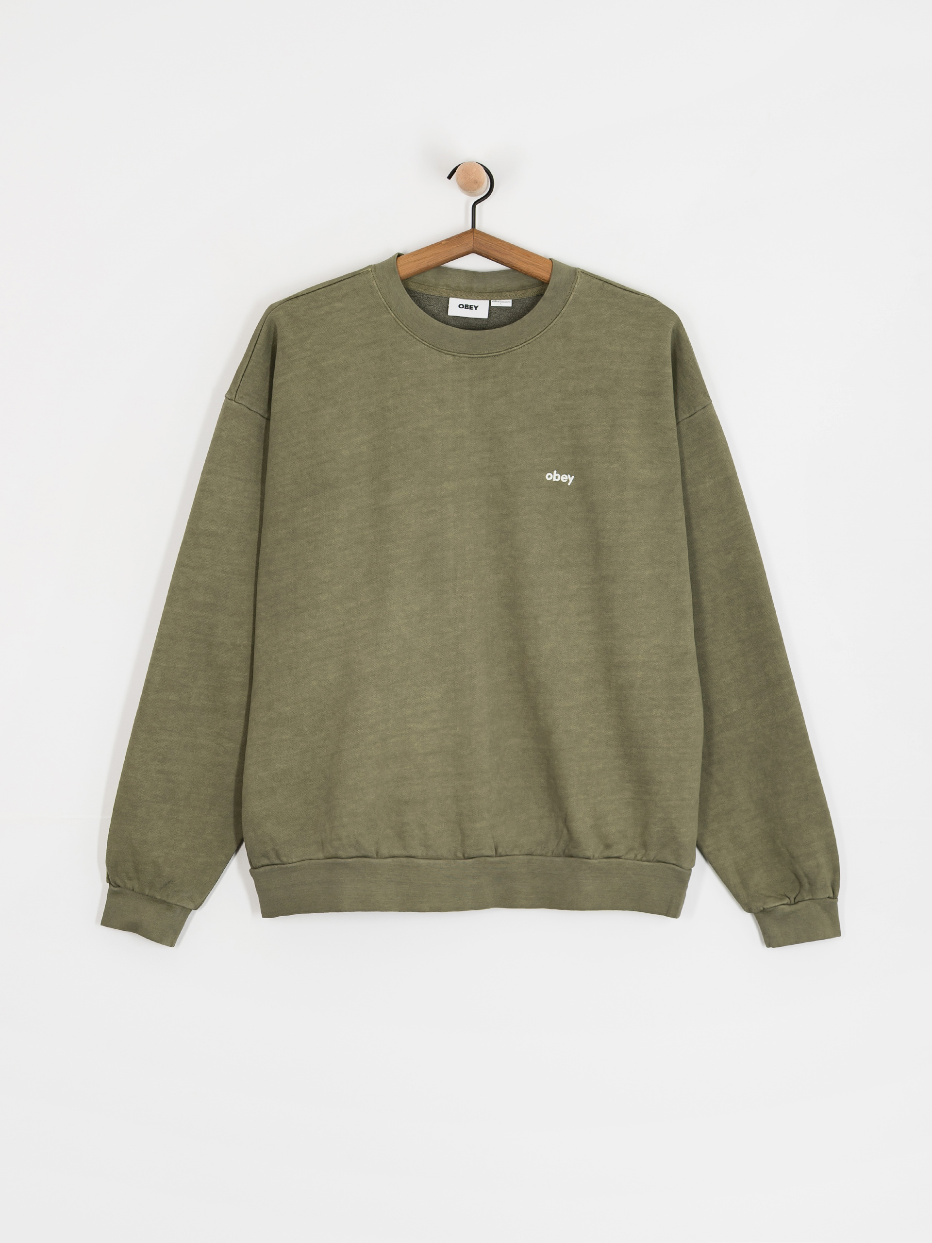 OBEY Lowercase Pigment Crew Pulóver (pigment deep lichen green)