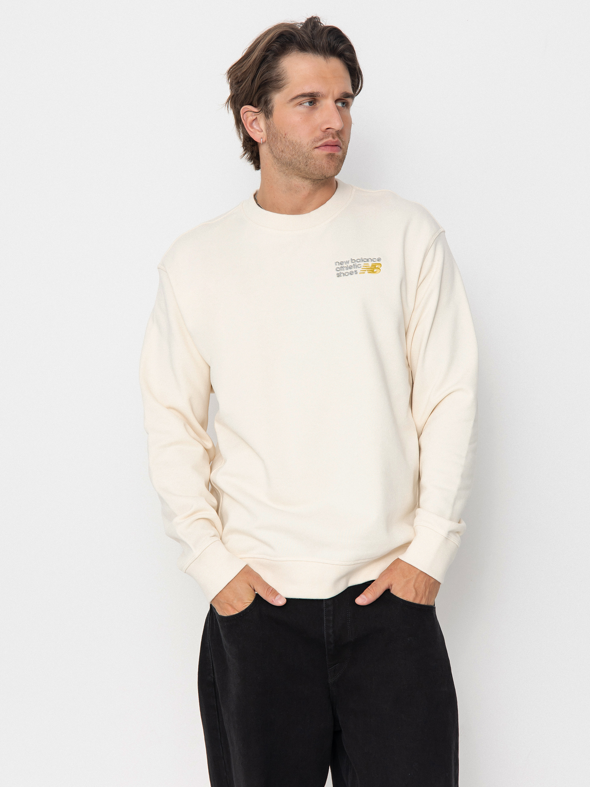 New Balance Athletics Premium Logo Crew Pulóver (white)