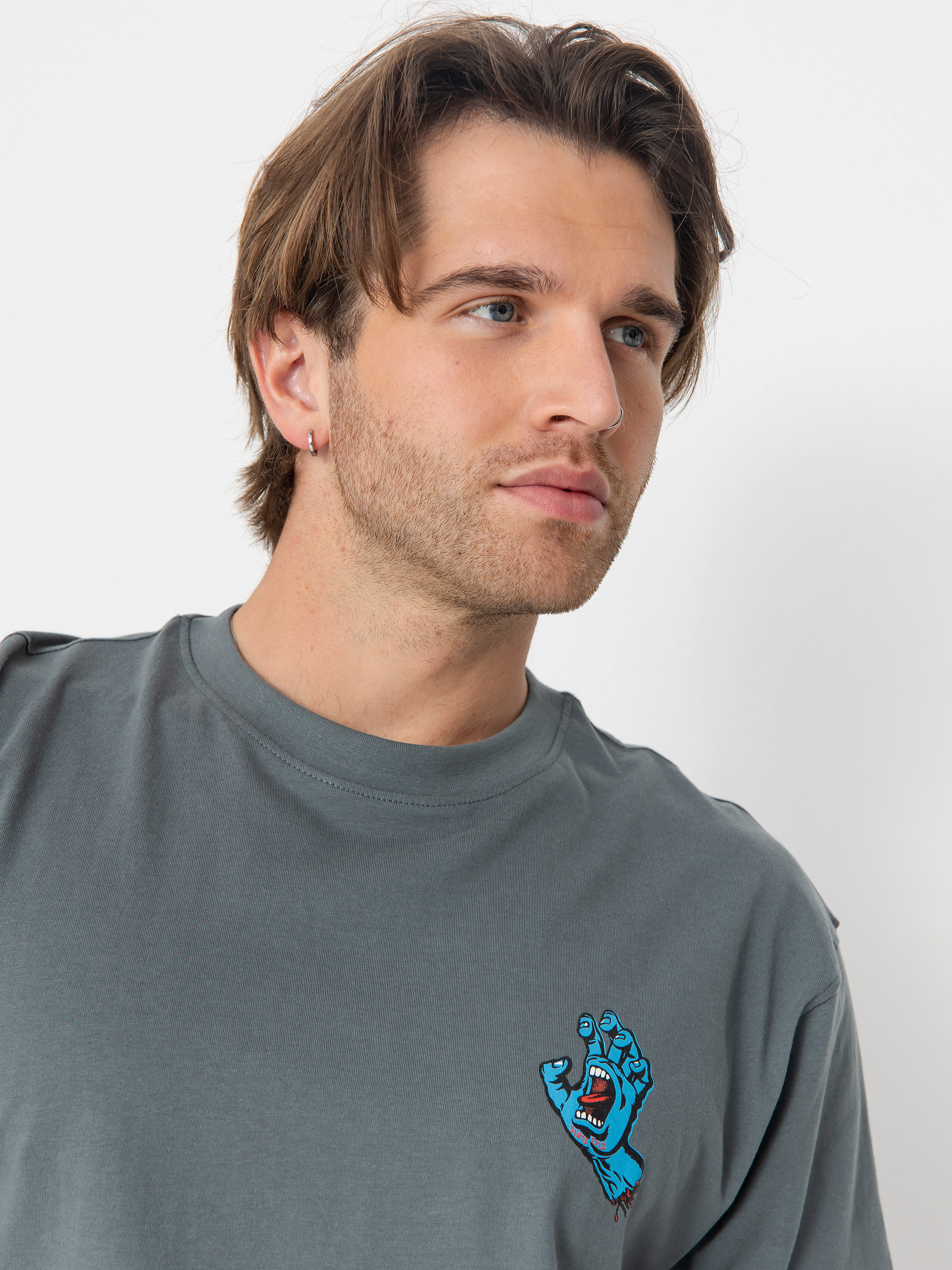 Santa Cruz Screaming Hand Chest Póló (storm grey)