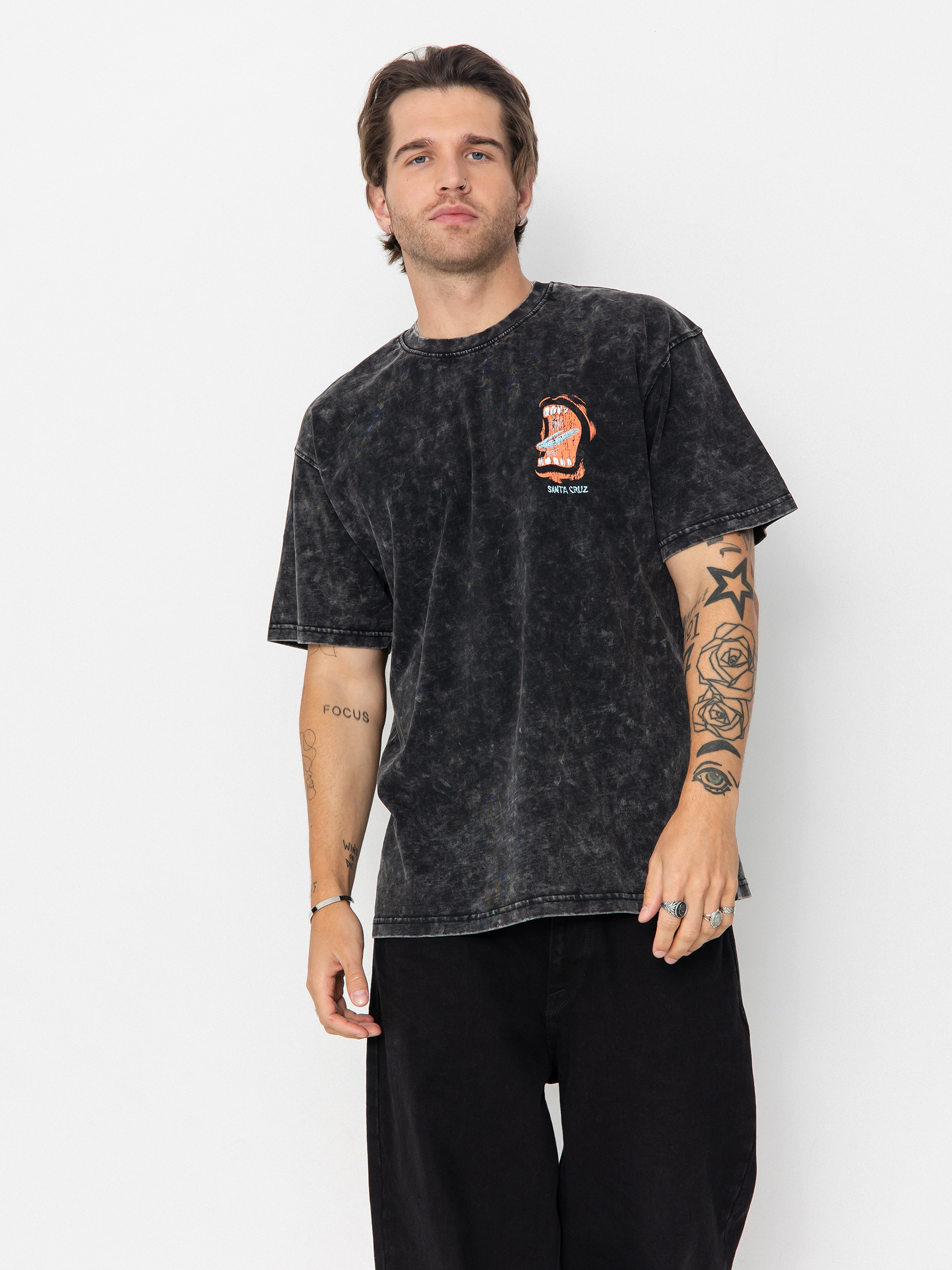 Santa Cruz VTG Screaming Connect Póló (black acid wash)