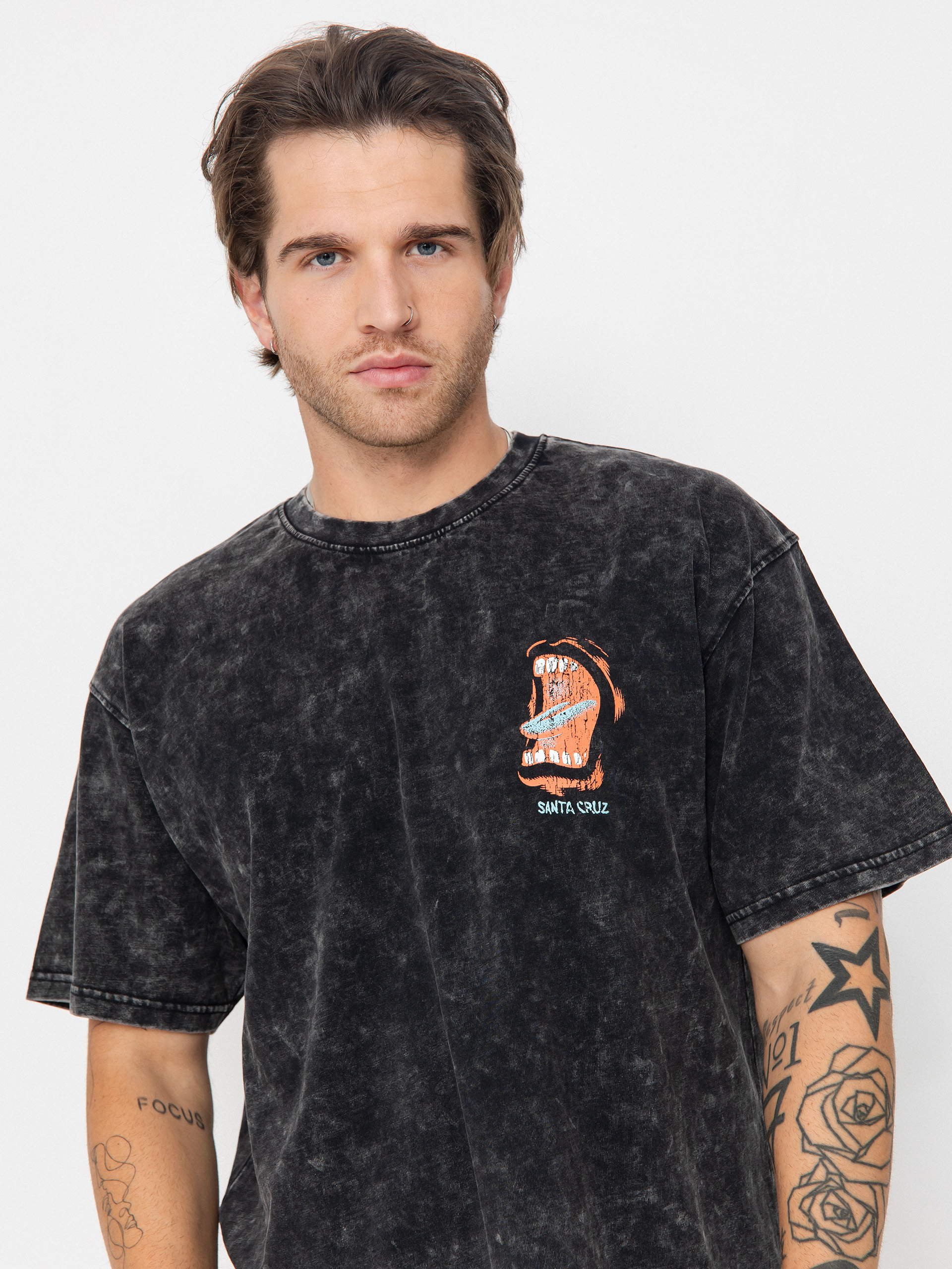 Santa Cruz VTG Screaming Connect Póló (black acid wash)