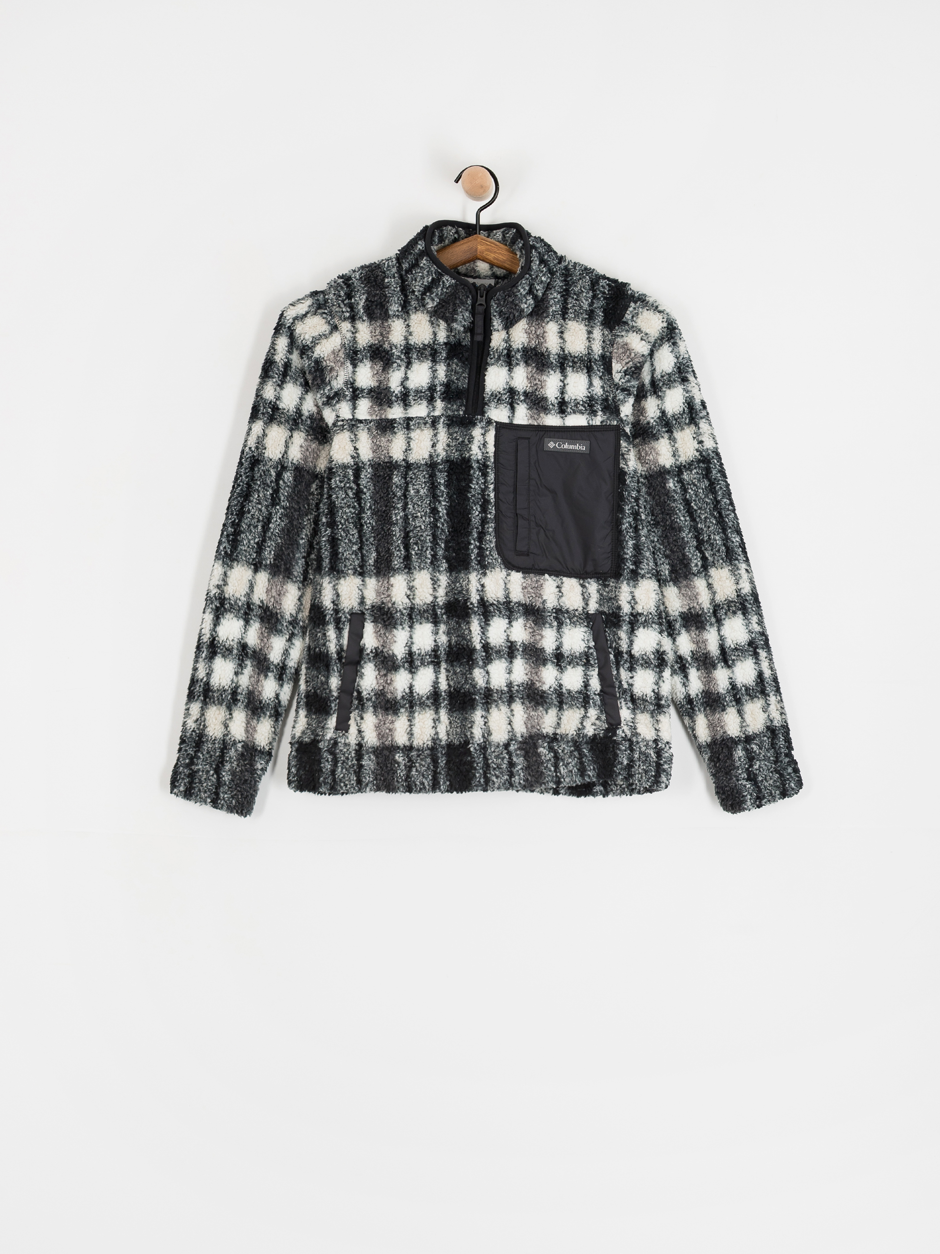 Női Columbia West Bend 1/4 Zip II Polár pulóver (black herringplaid)