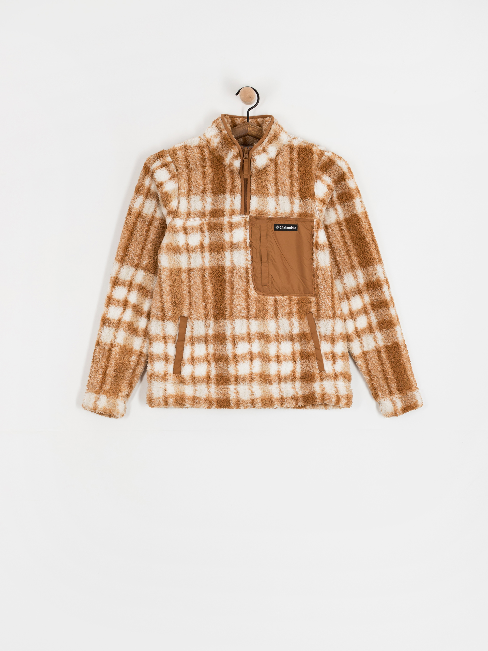 Női Columbia West Bend 1/4 Zip II Polár pulóver (camel brown herringplaid)