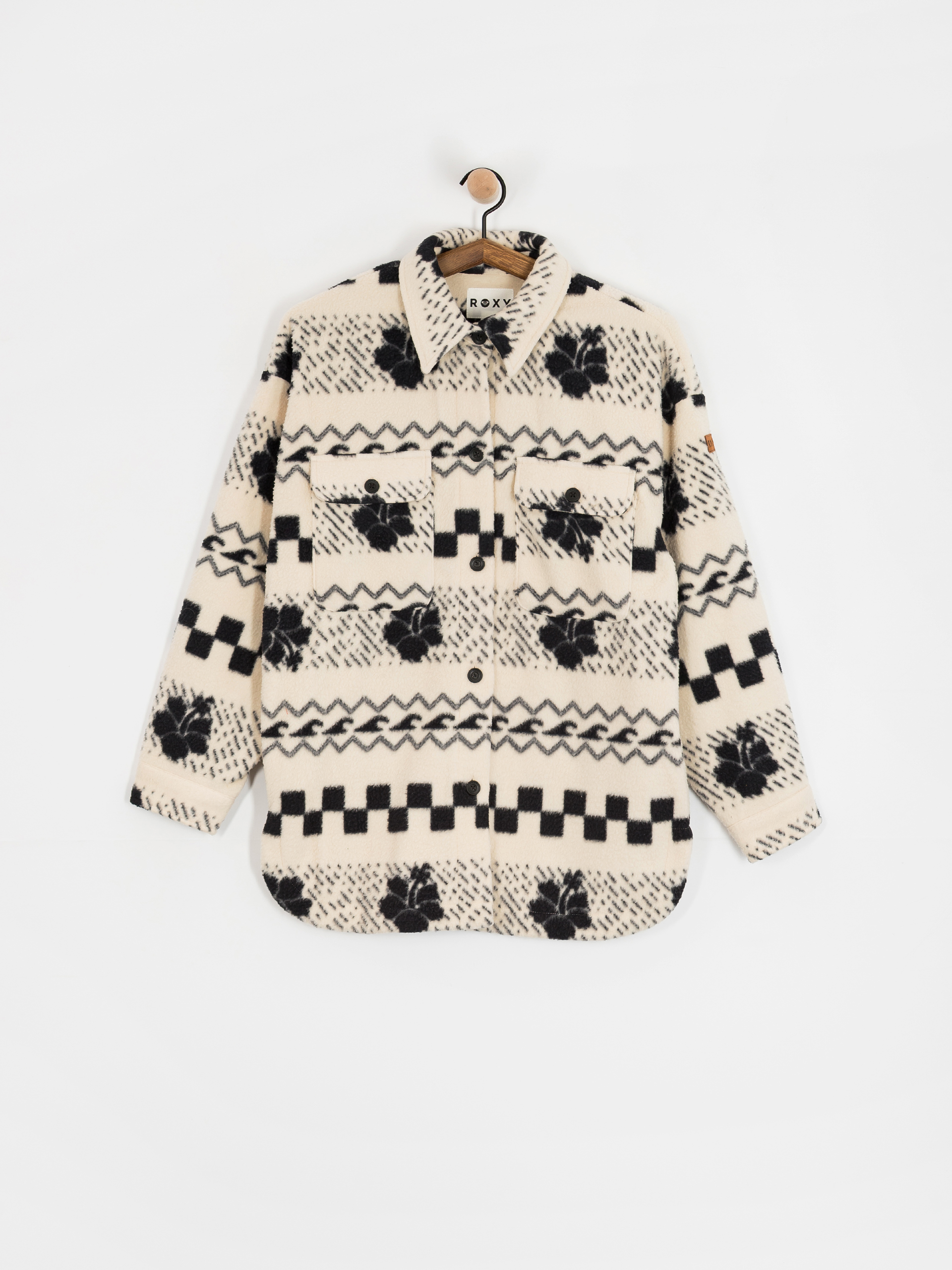 Női Polár pulóver Roxy Morning Crush Shacket (parchment morning crush)