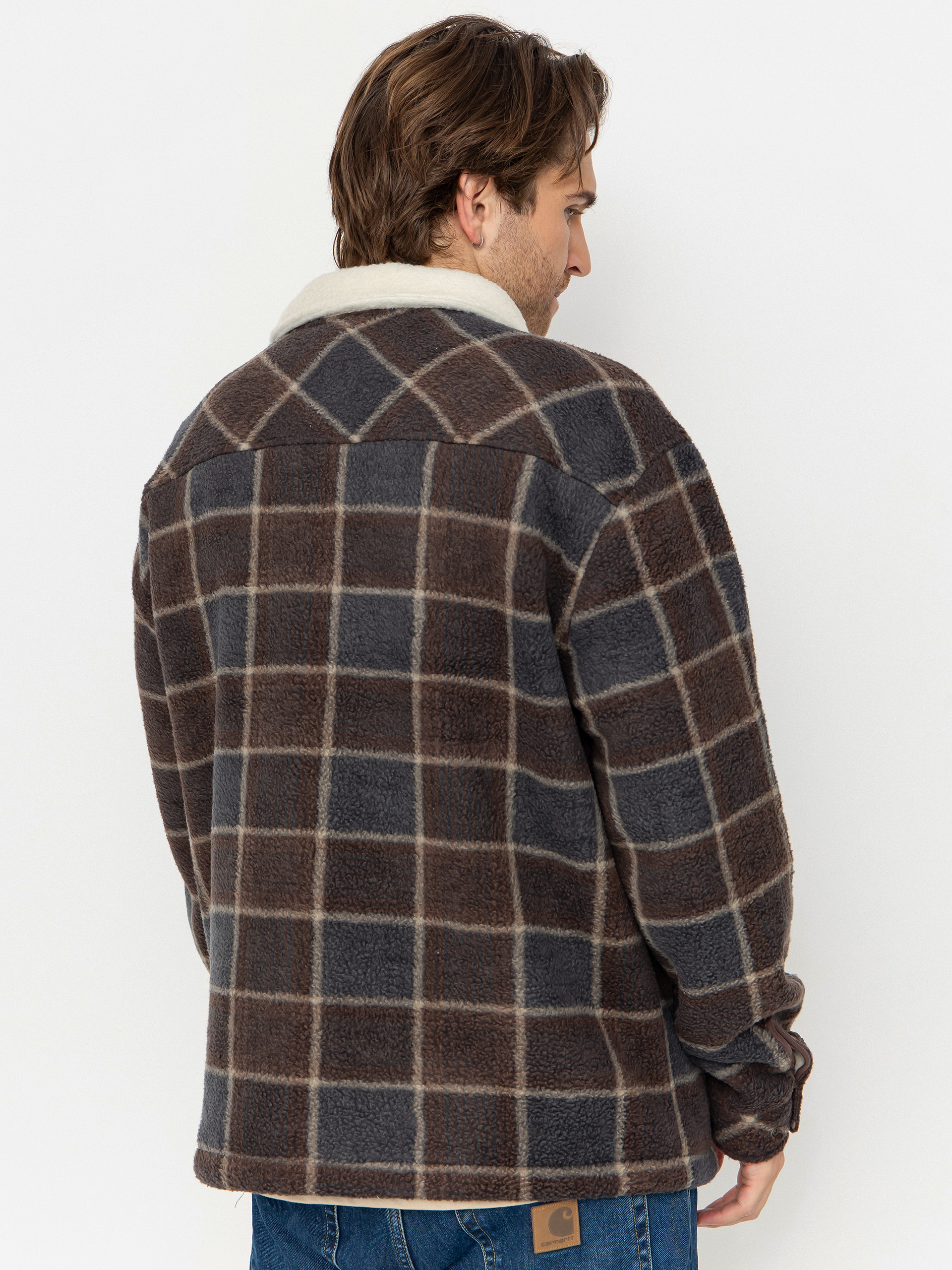 Férfi Quiksilver Sherpa Jacket Polár pulóver (chocolate brown sherpa plaid)
