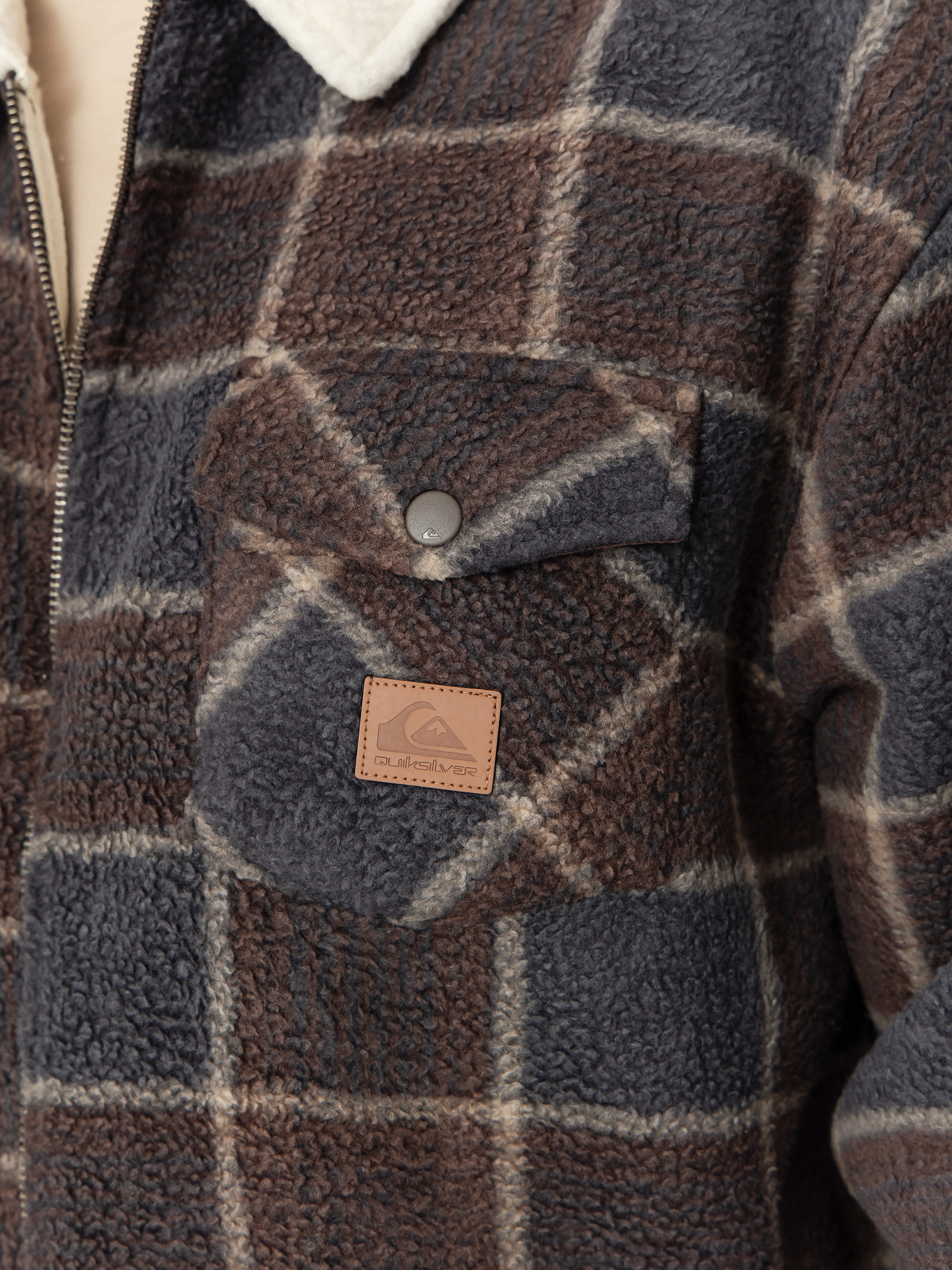 Férfi Quiksilver Sherpa Jacket Polár pulóver (chocolate brown sherpa plaid)