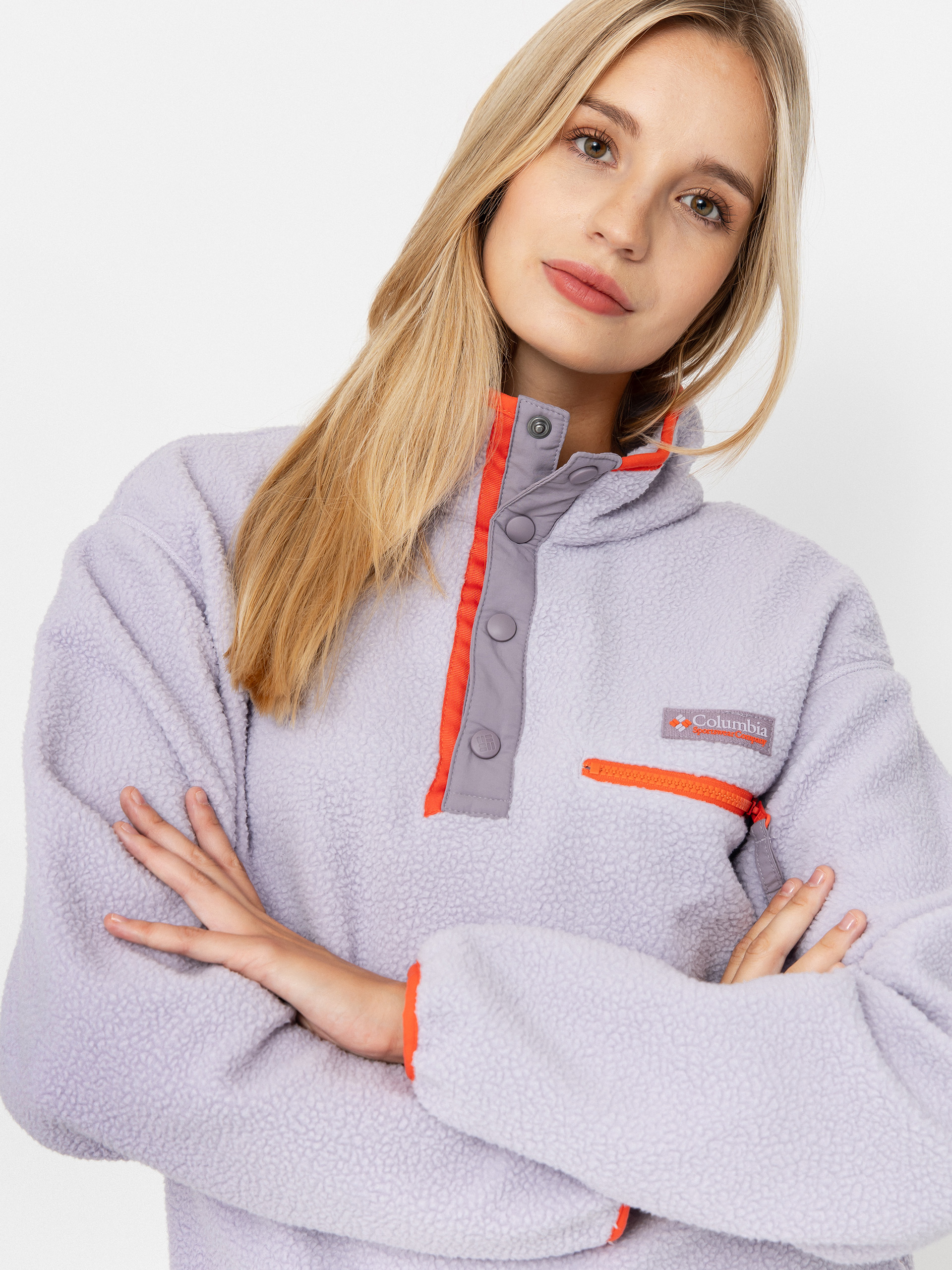 Női Columbia Helvetia II Cropped Half Snap Polár pulóver (lavender pearl/shale purple/zing)