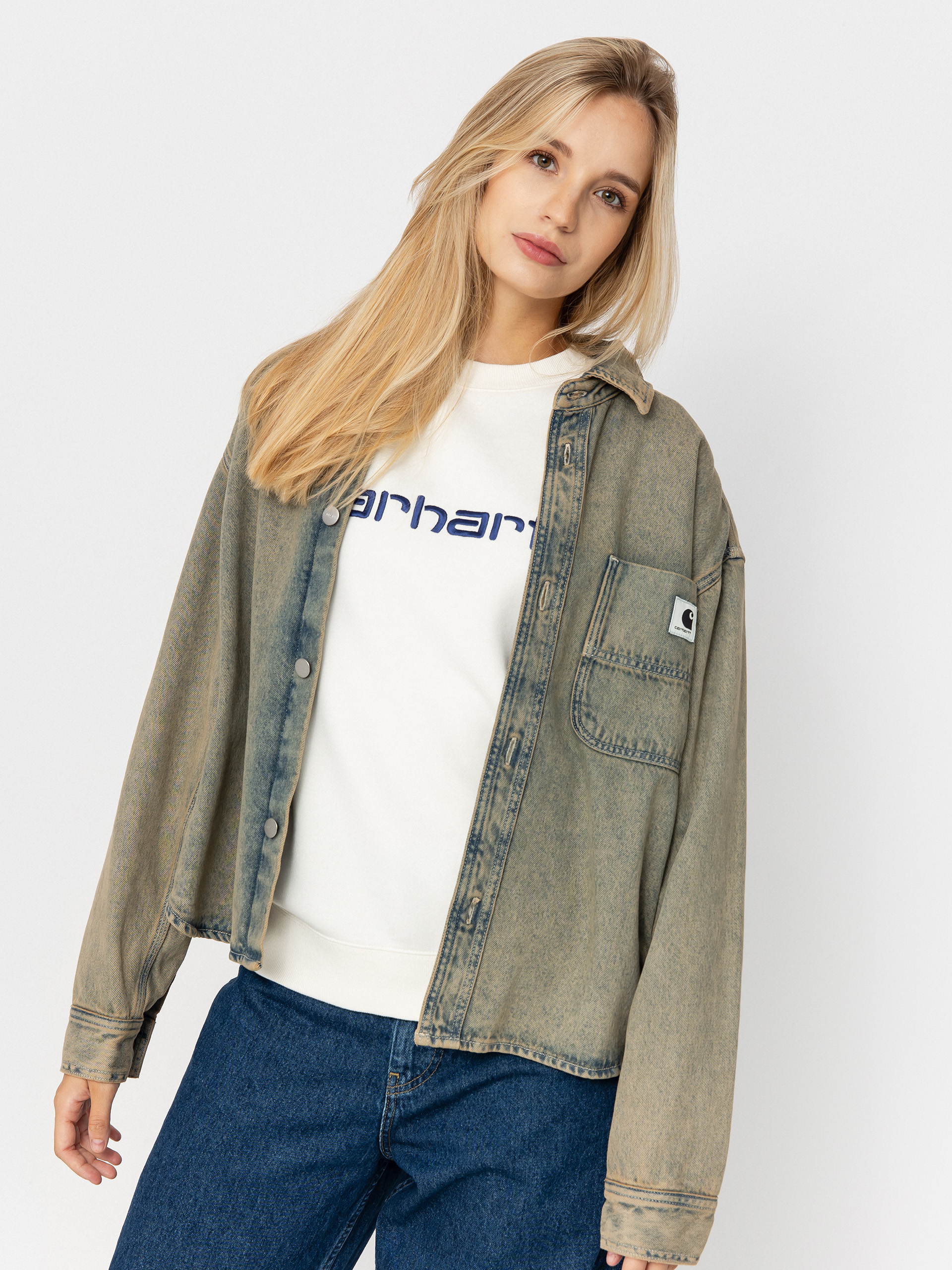 Carhartt WIP Georgia Wmn Dzseki (blue/leather/garment dyed)