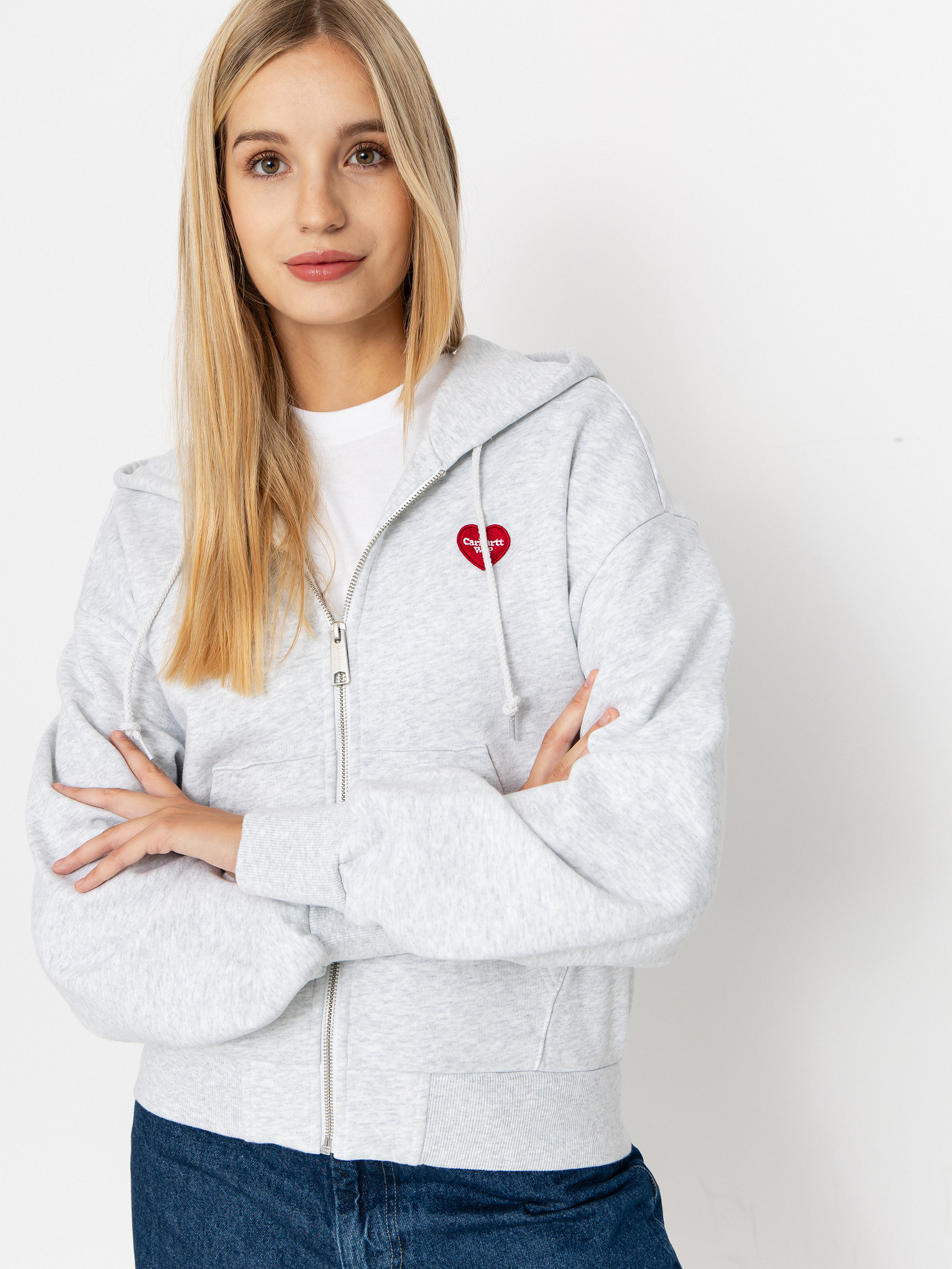 Carhartt WIP Heart II Hartt ZHD Wmn Kapucnis pulóver (ash heather)
