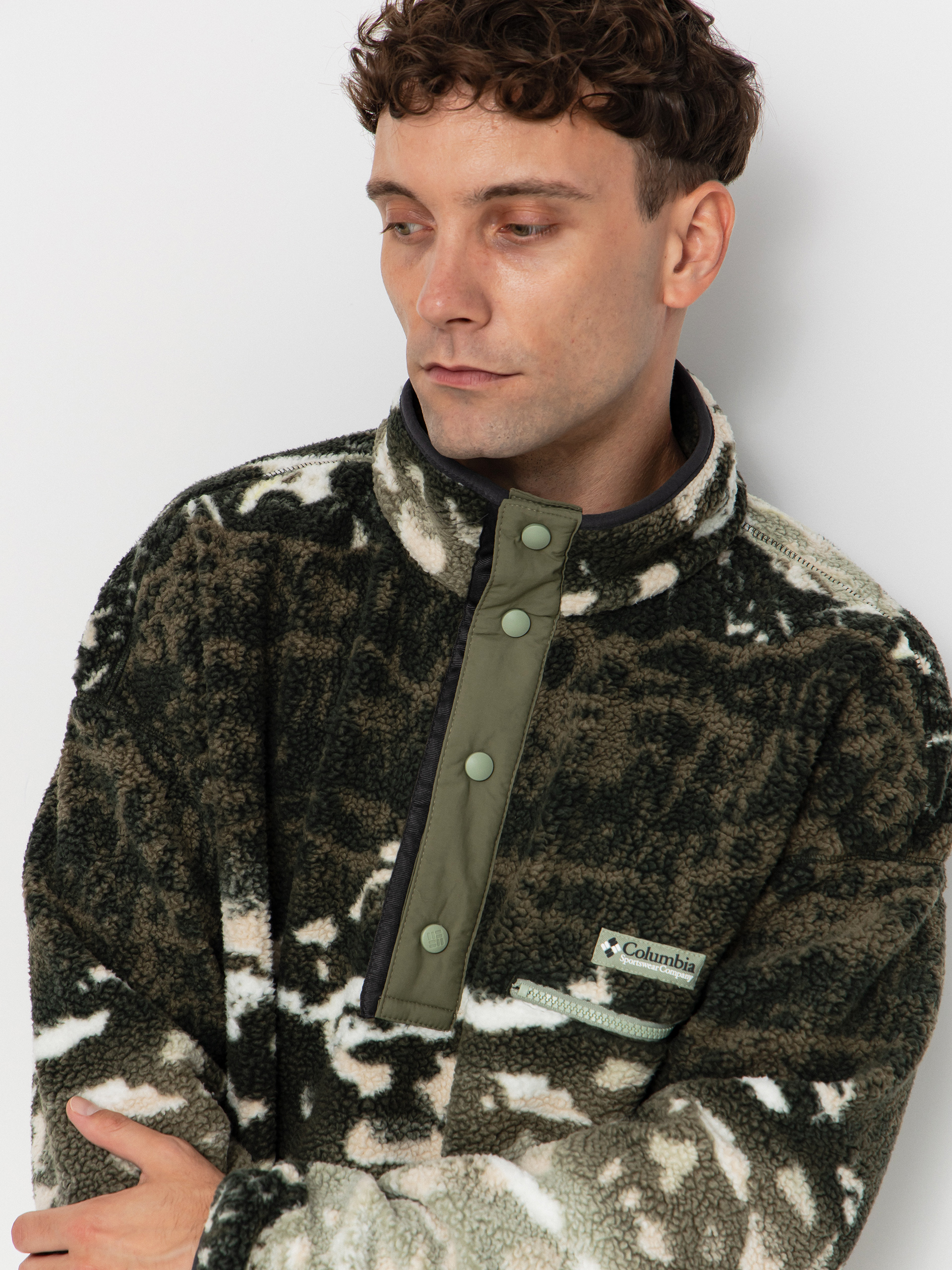 Férfi Columbia Helvetia II Printed Half Snap Polár pulóver (safari sisters)