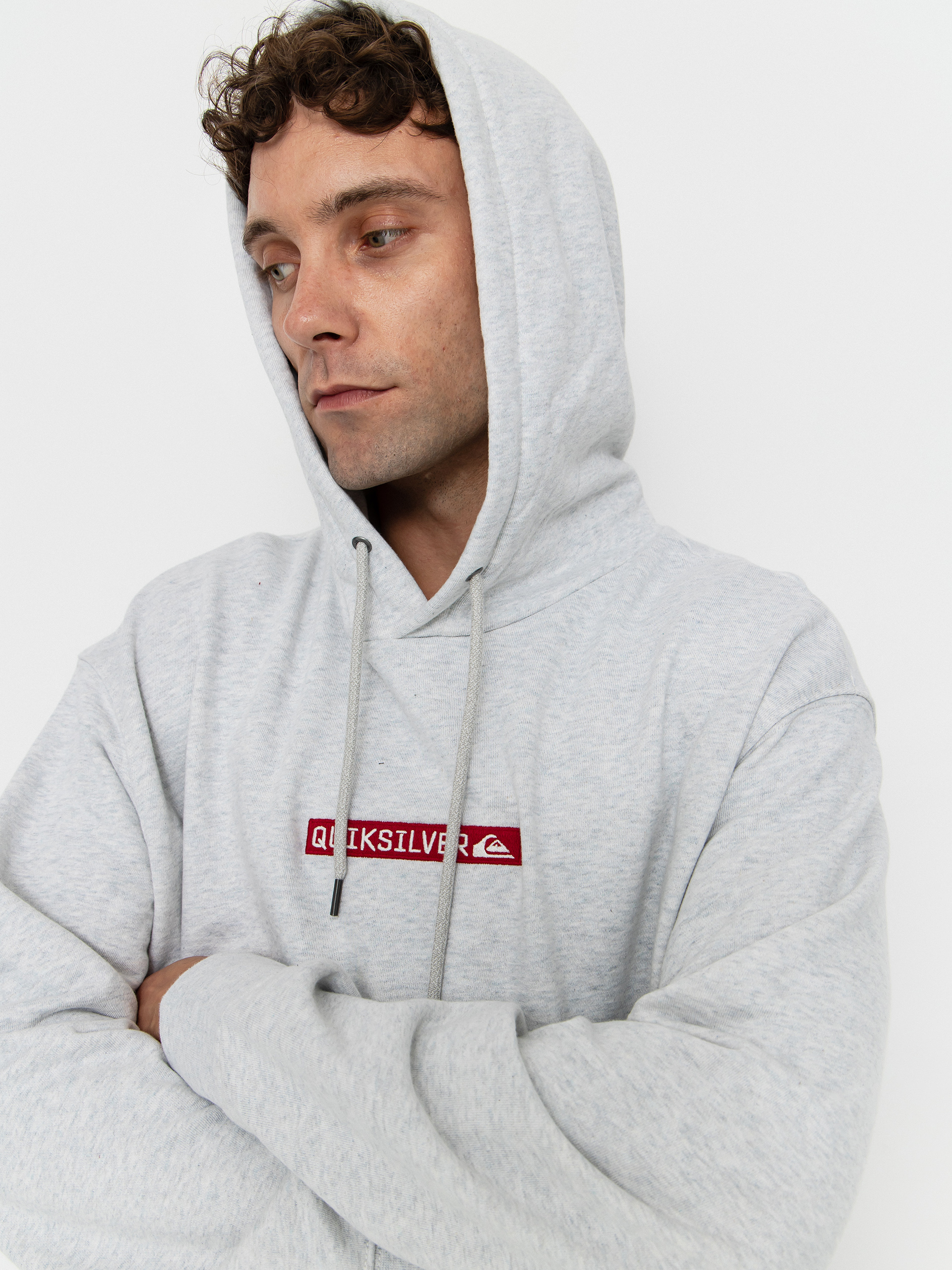Kapucnis pulóver Quiksilver Dna HD (light grey heather)
