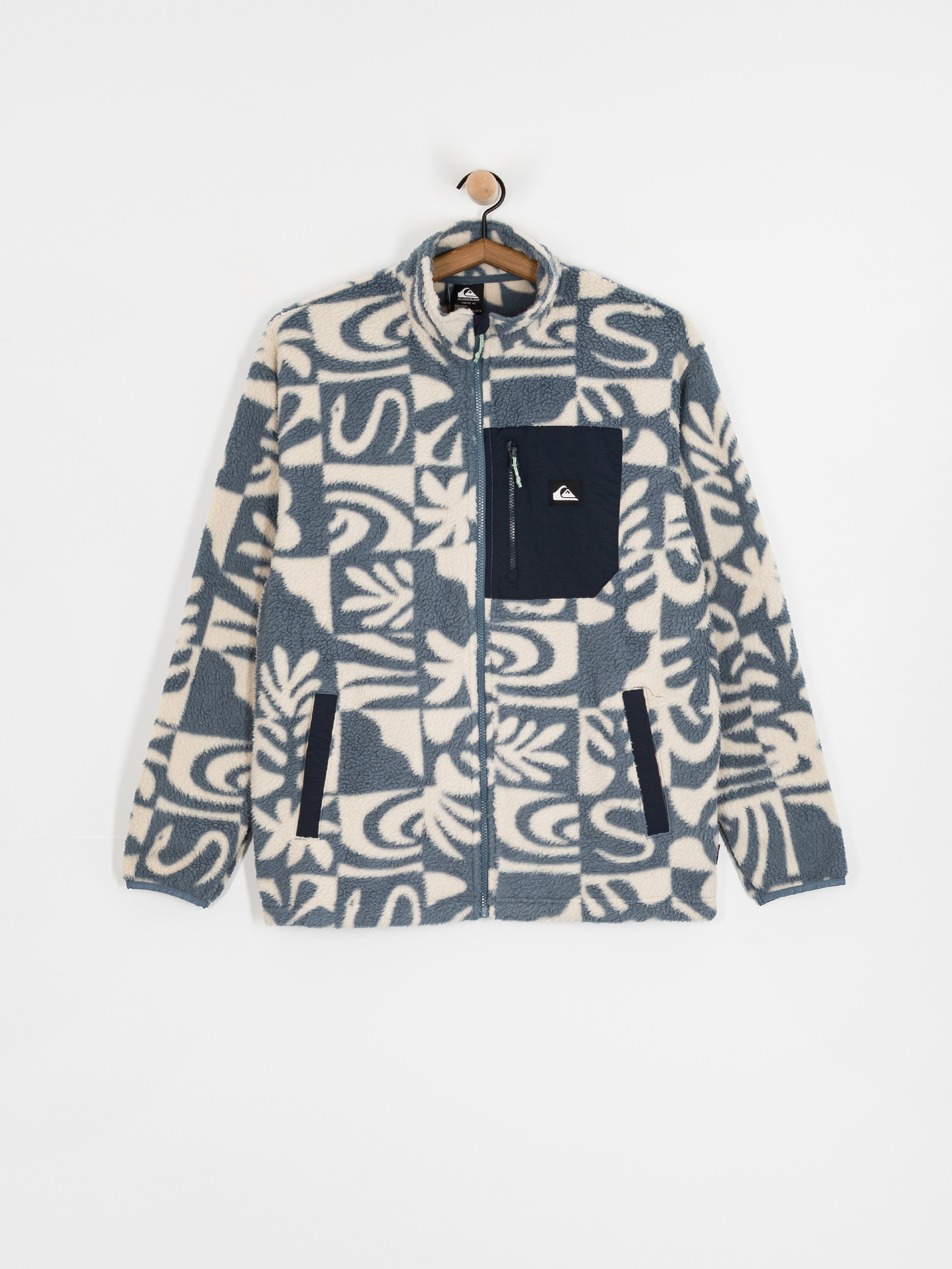 Férfi Polár pulóver Quiksilver Clean Coast FZ (china blue desert checker)