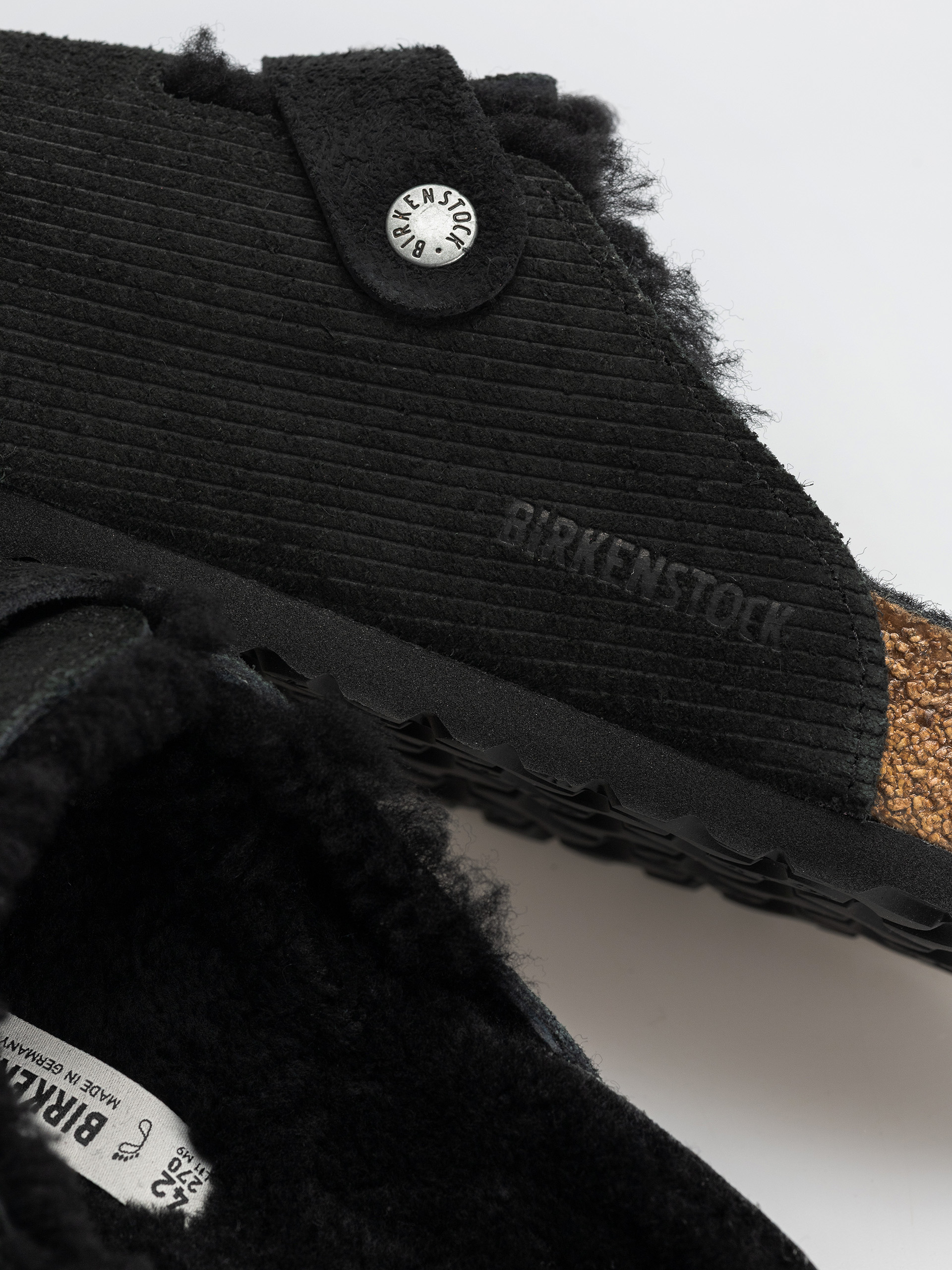 Flip-flop papucsok Birkenstock Boston VL Fell Suede Leather Fur Regular Wmn (corduroy black)