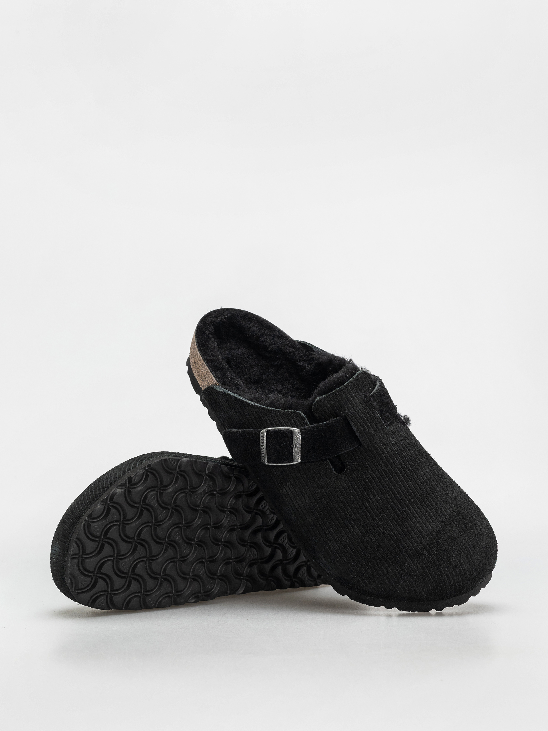 Flip-flop papucsok Birkenstock Boston VL Fell Suede Leather Fur Regular Wmn (corduroy black)