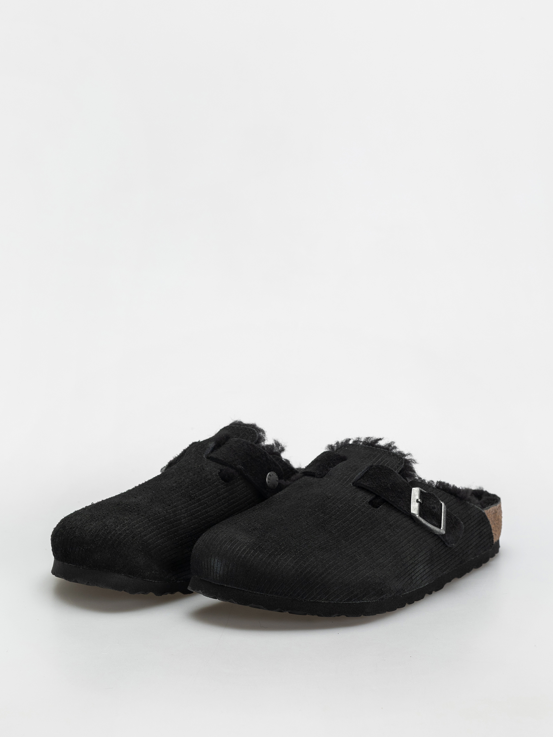 Flip-flop papucsok Birkenstock Boston VL Fell Suede Leather Fur Regular Wmn (corduroy black)