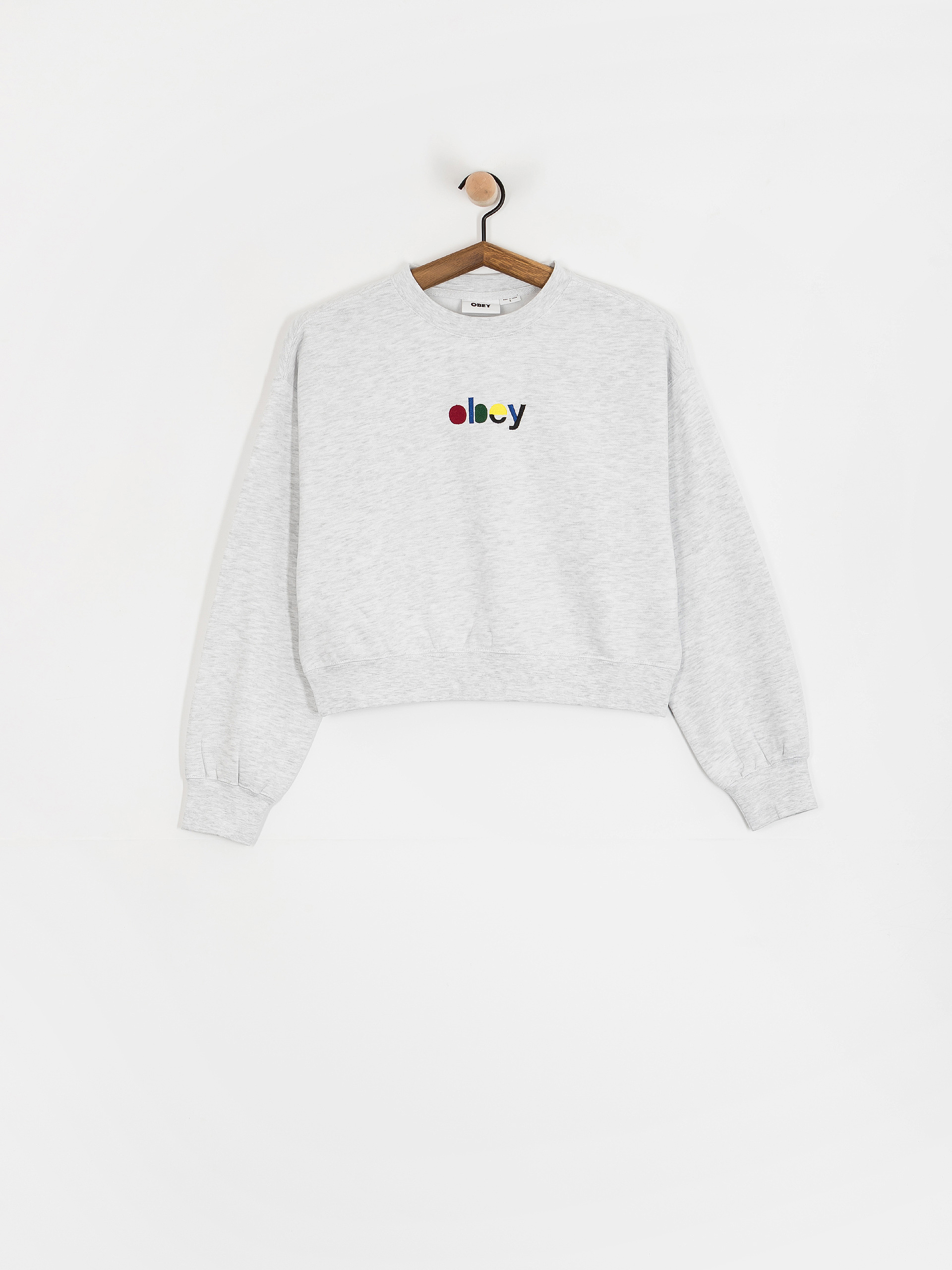 Pulóver OBEY Blocks Cropped Crew Wmn (ash grey)