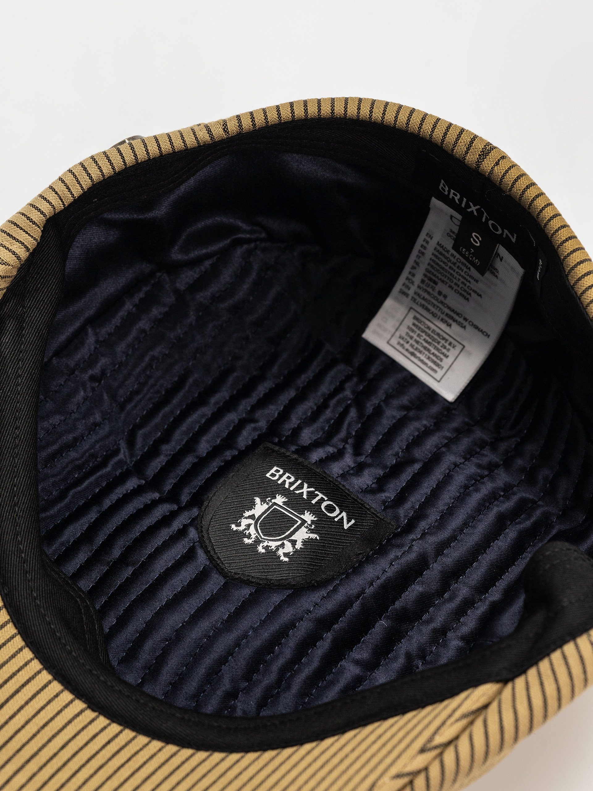 Brixton Brood Snap Cap Flat cap (dark tan/black hickory stripe)