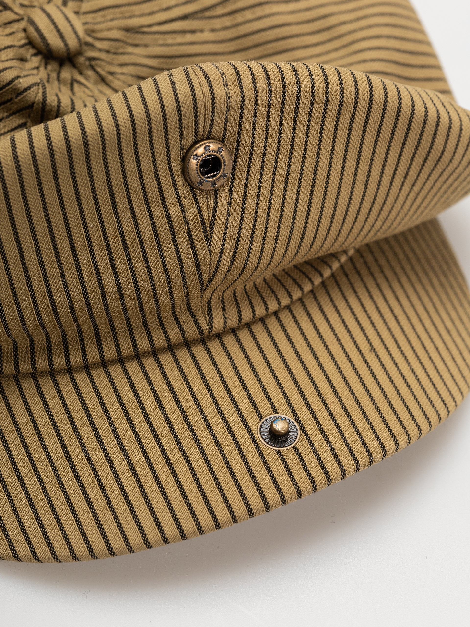 Brixton Brood Snap Cap Flat cap (dark tan/black hickory stripe)