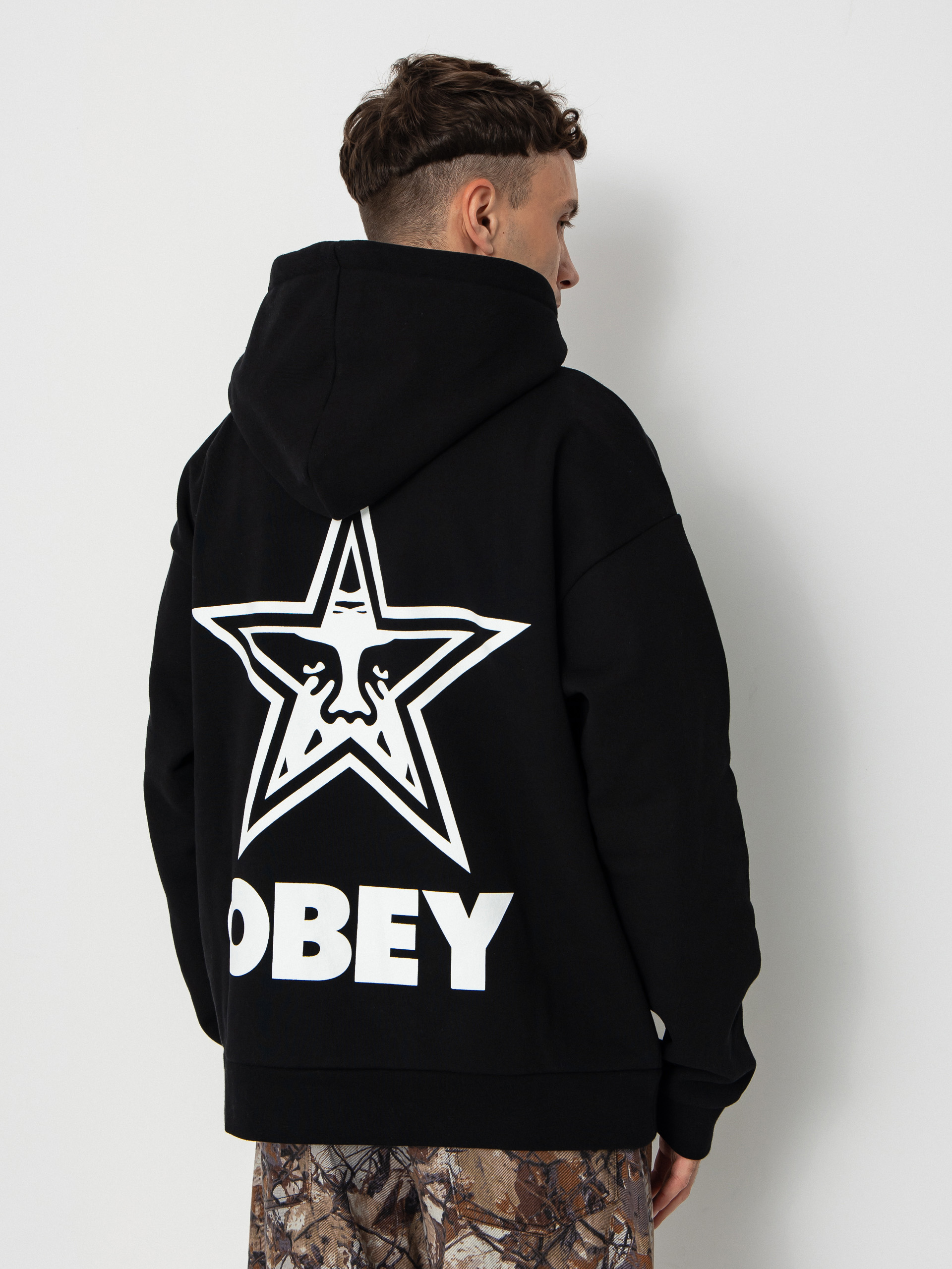 Kapucnis pulóver OBEY Bold Star Extra Heavy HD (black)