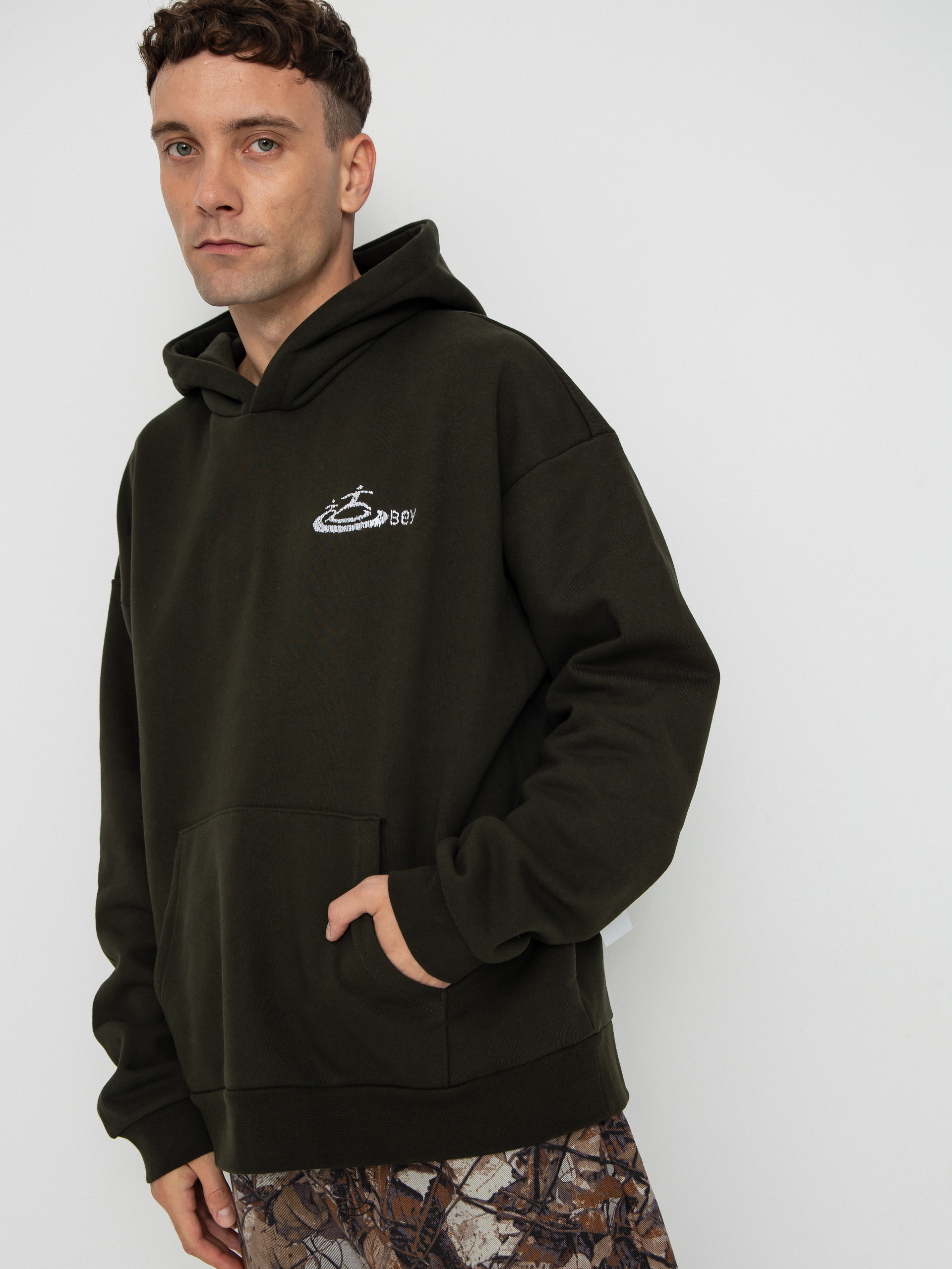 Kapucnis pulóver OBEY Corp Extra Heavy HD (rosin)