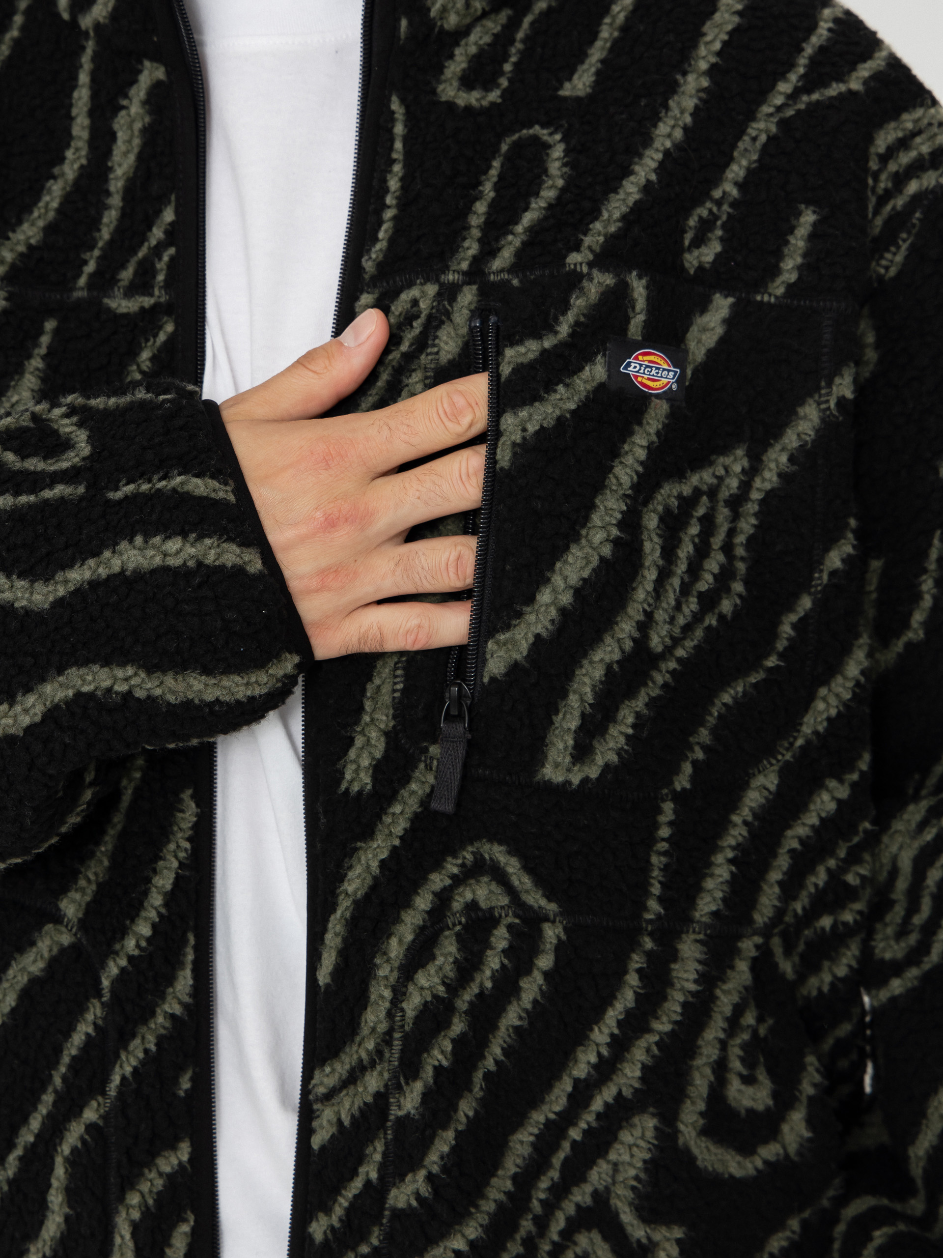 Férfi Dickies Mount Hope Printed Polár pulóver (black)