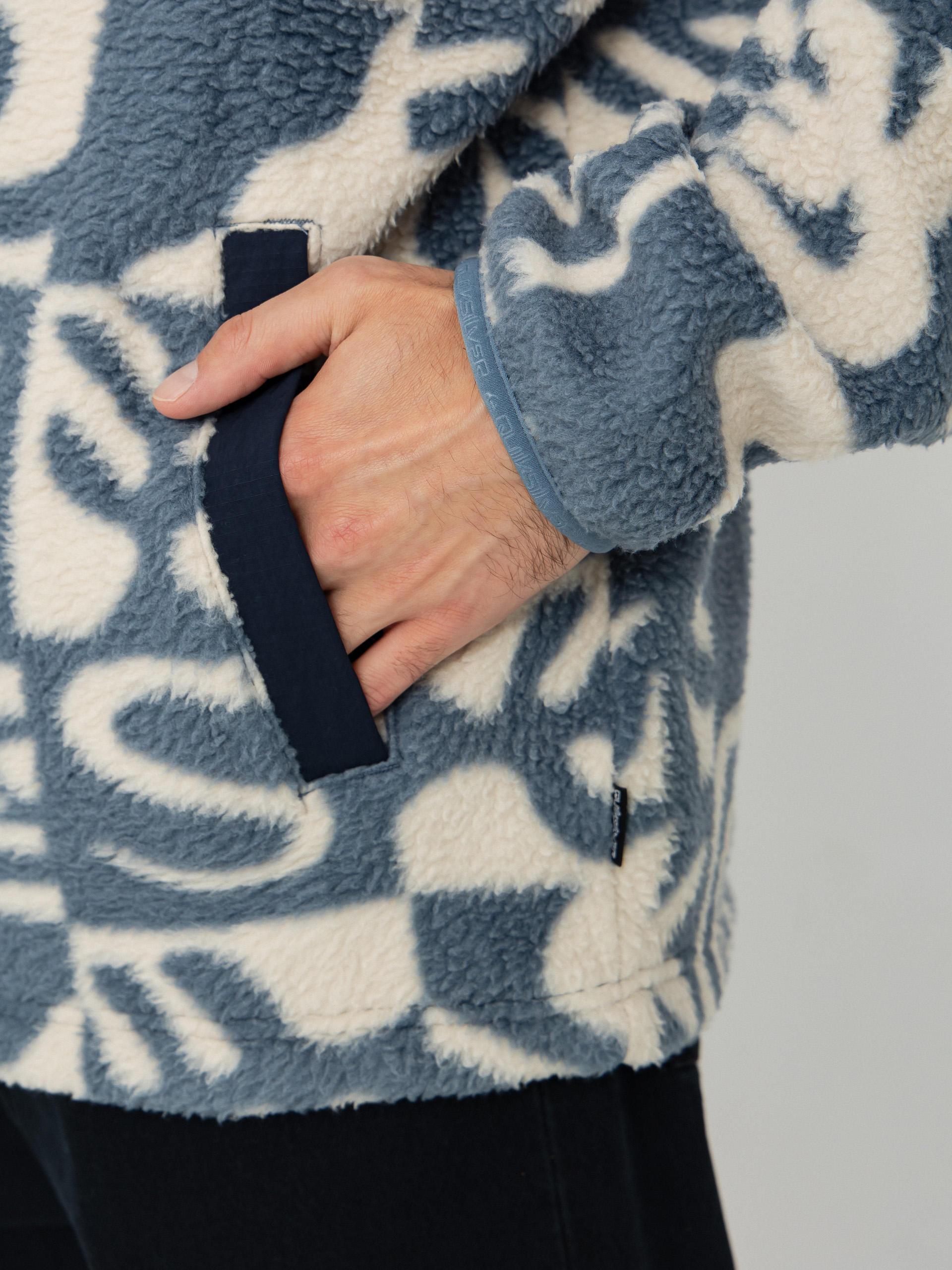 Férfi Polár pulóver Quiksilver Clean Coast FZ (china blue desert checker)