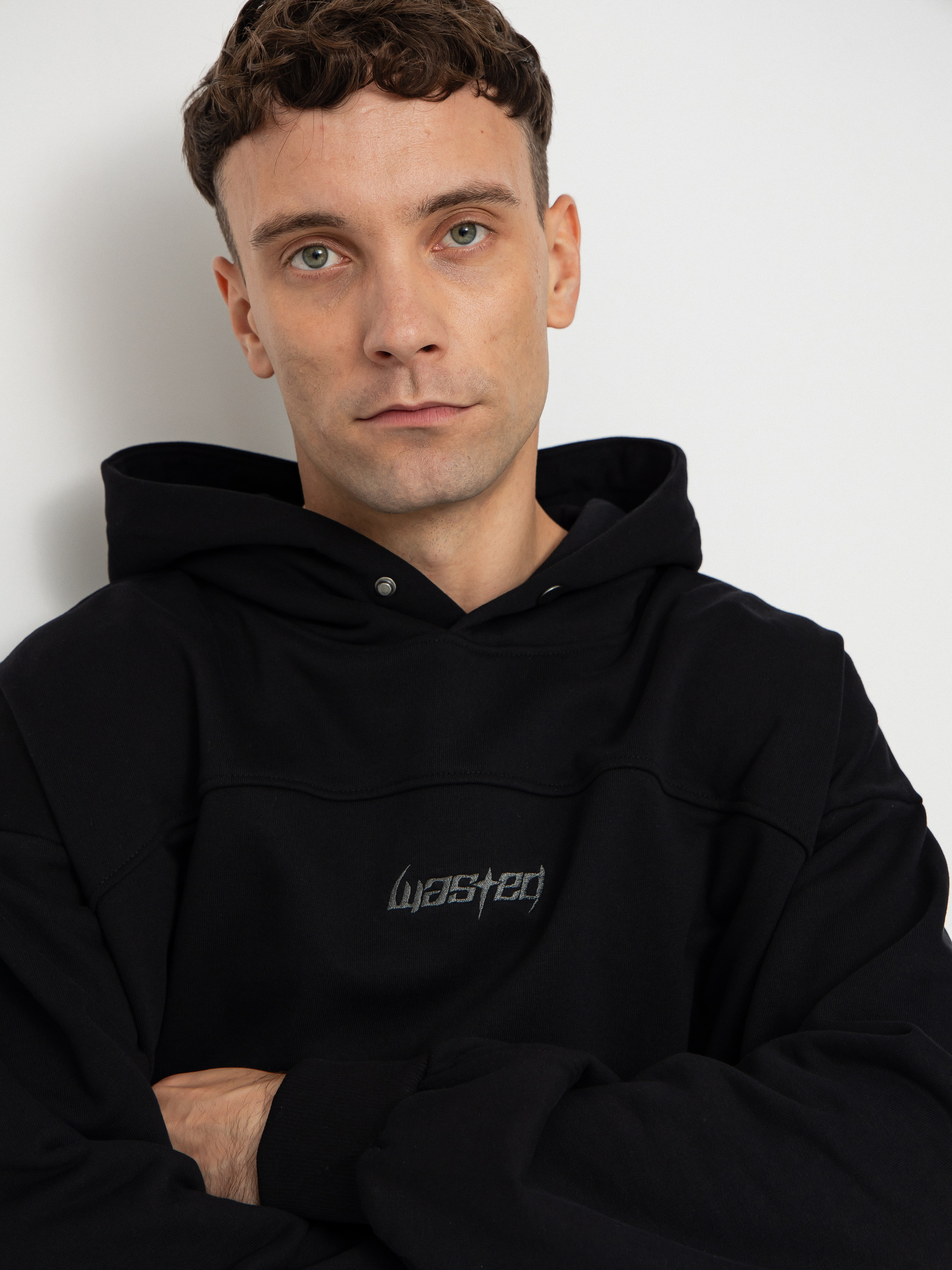 Kapucnis pulóver Wasted Paris Switchblade Boxy HD (black)