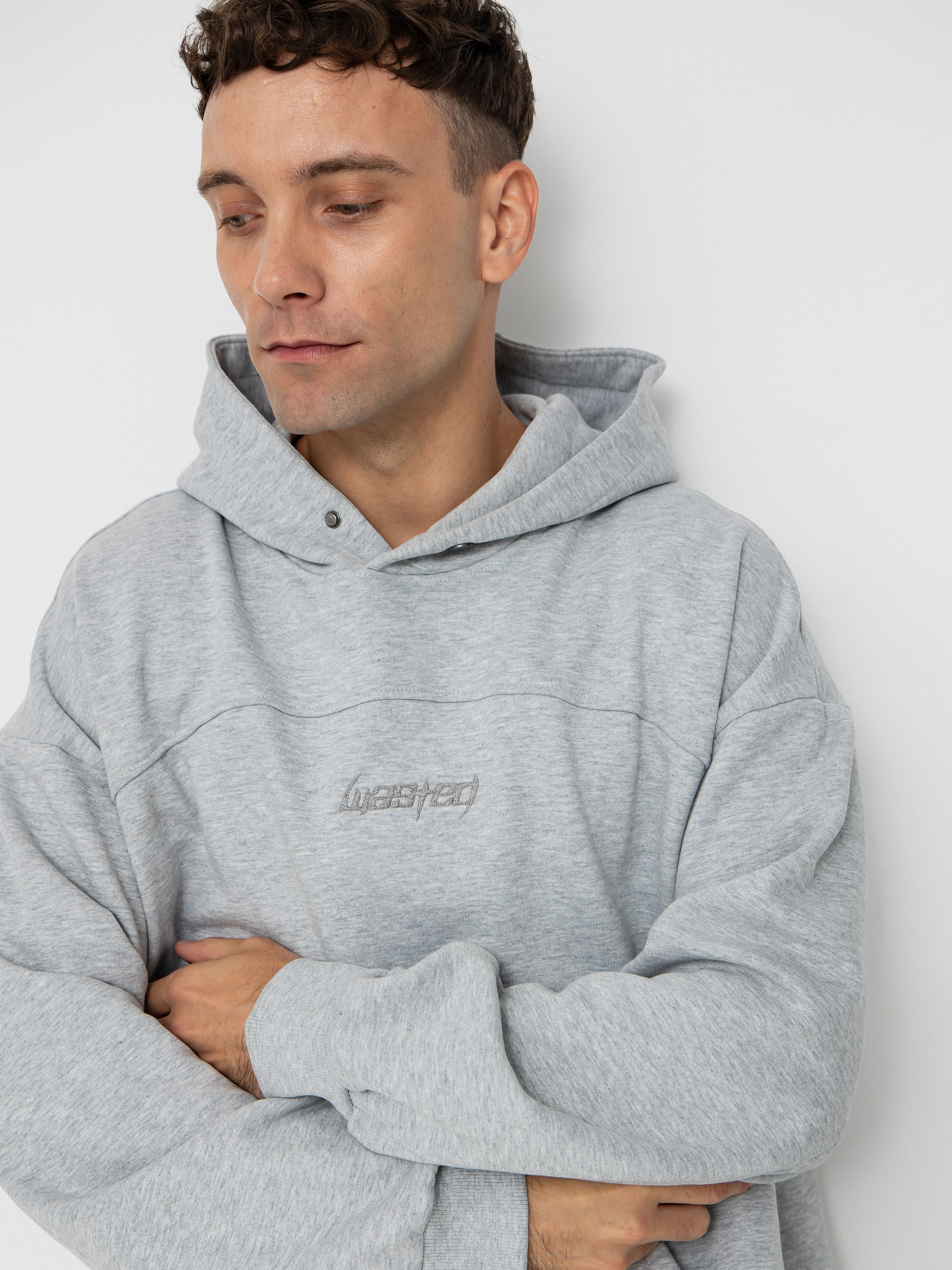 Kapucnis pulóver Wasted Paris Switchblade Boxy HD (ash grey)