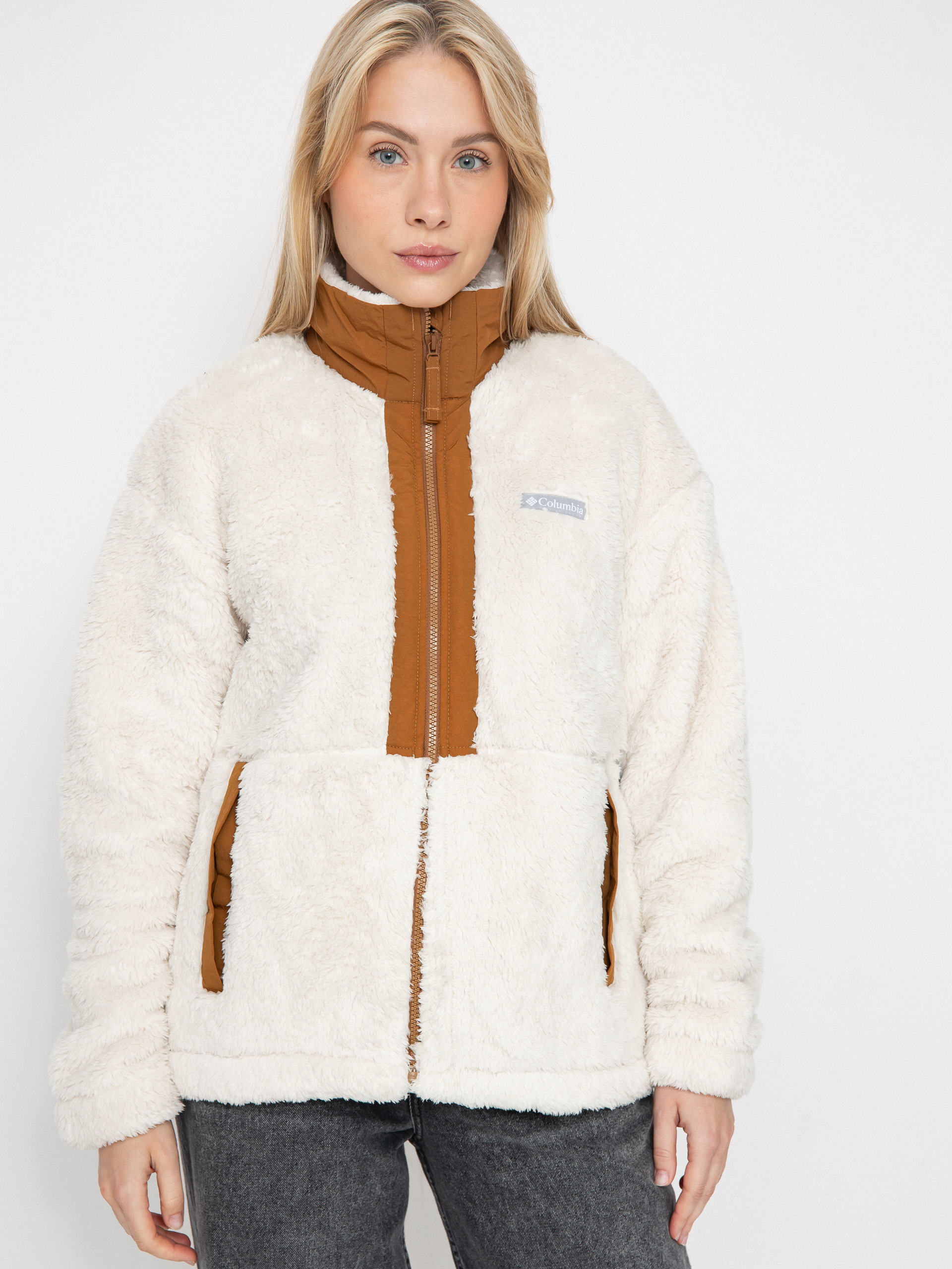 Columbia Boundless Discovery Sherpa Full Zip II Polu00e1r pulu00f3ver Wmn (chalk/camel brown)