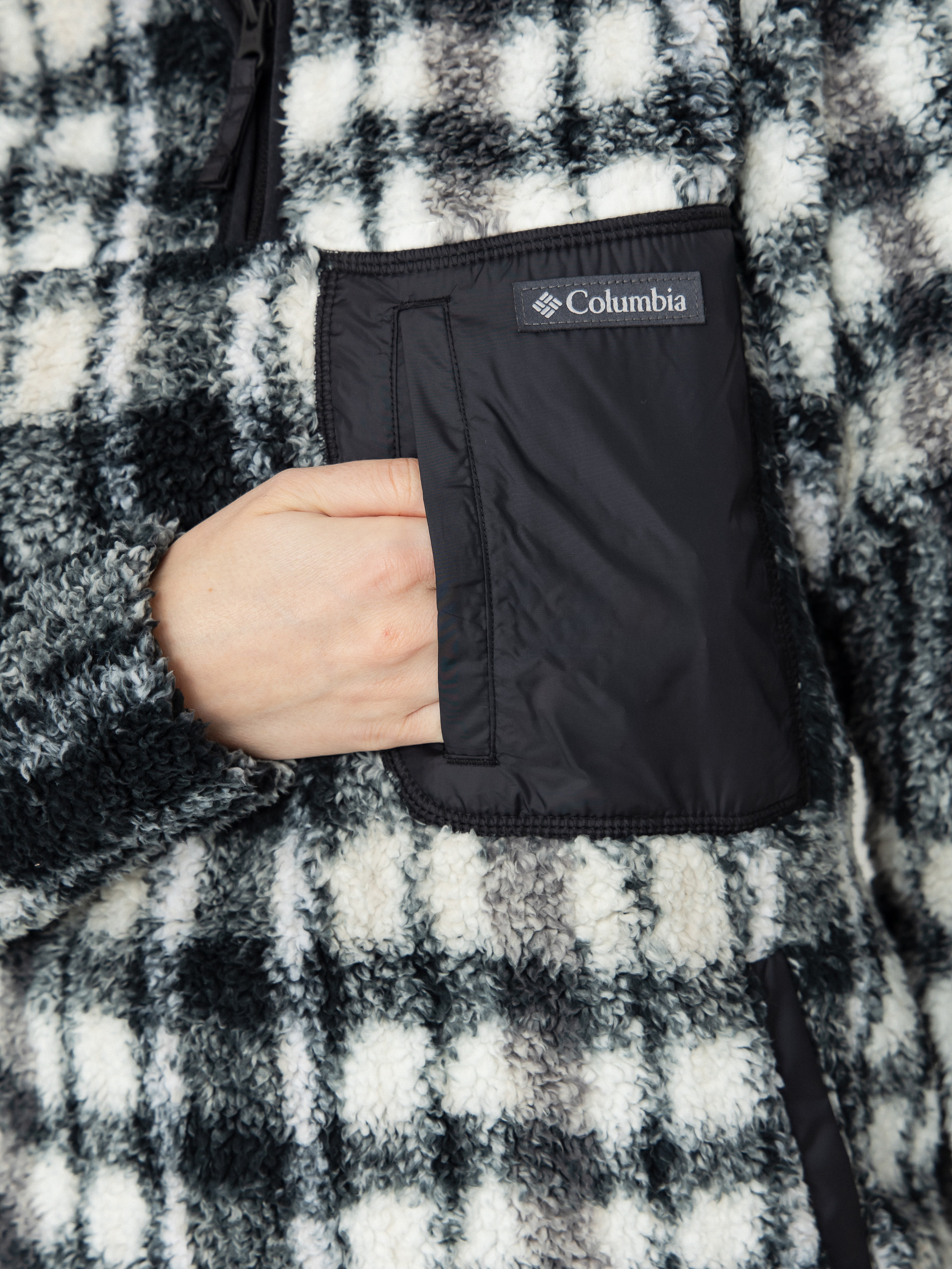 Női Columbia West Bend 1/4 Zip II Polár pulóver (black herringplaid)