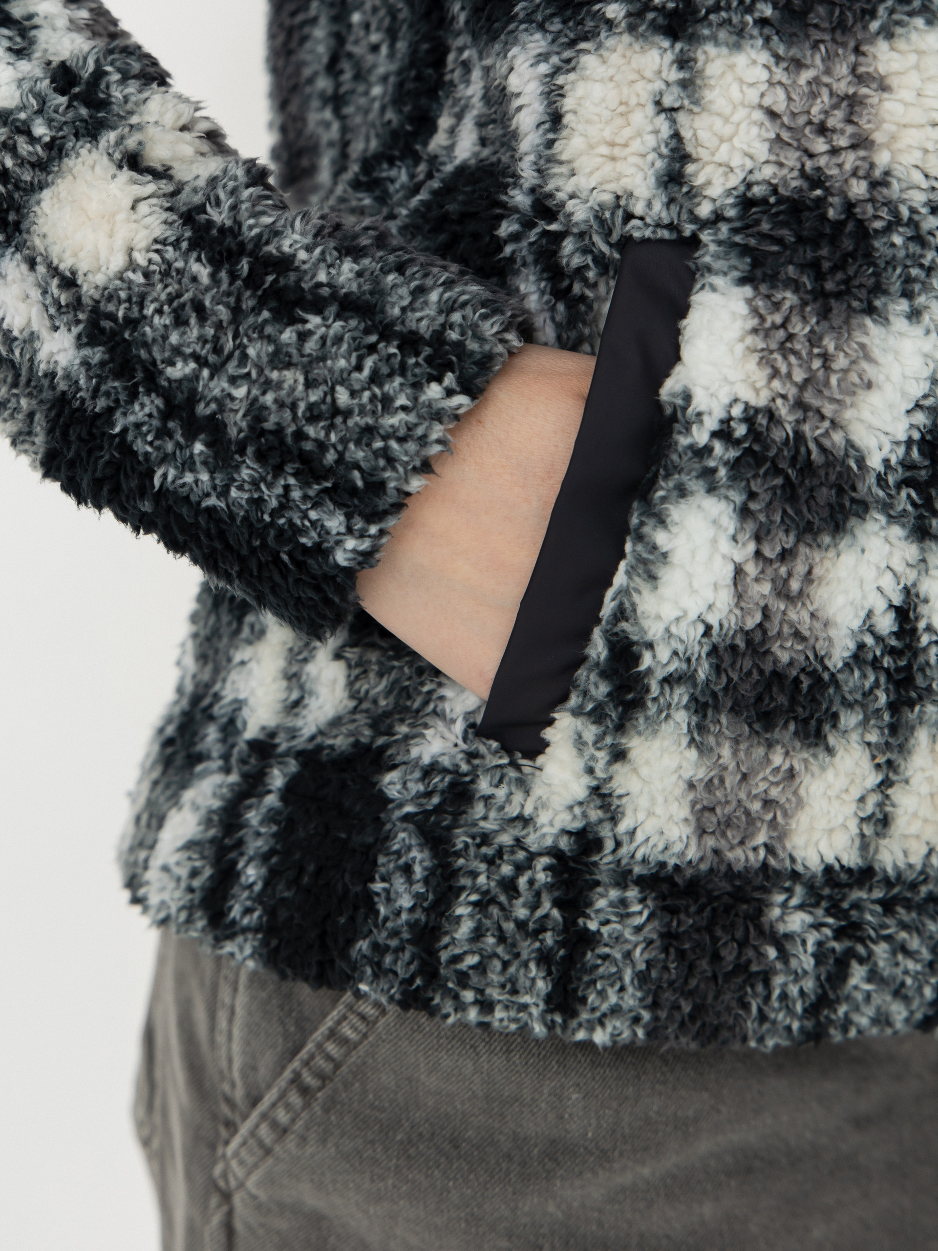 Női Columbia West Bend 1/4 Zip II Polár pulóver (black herringplaid)