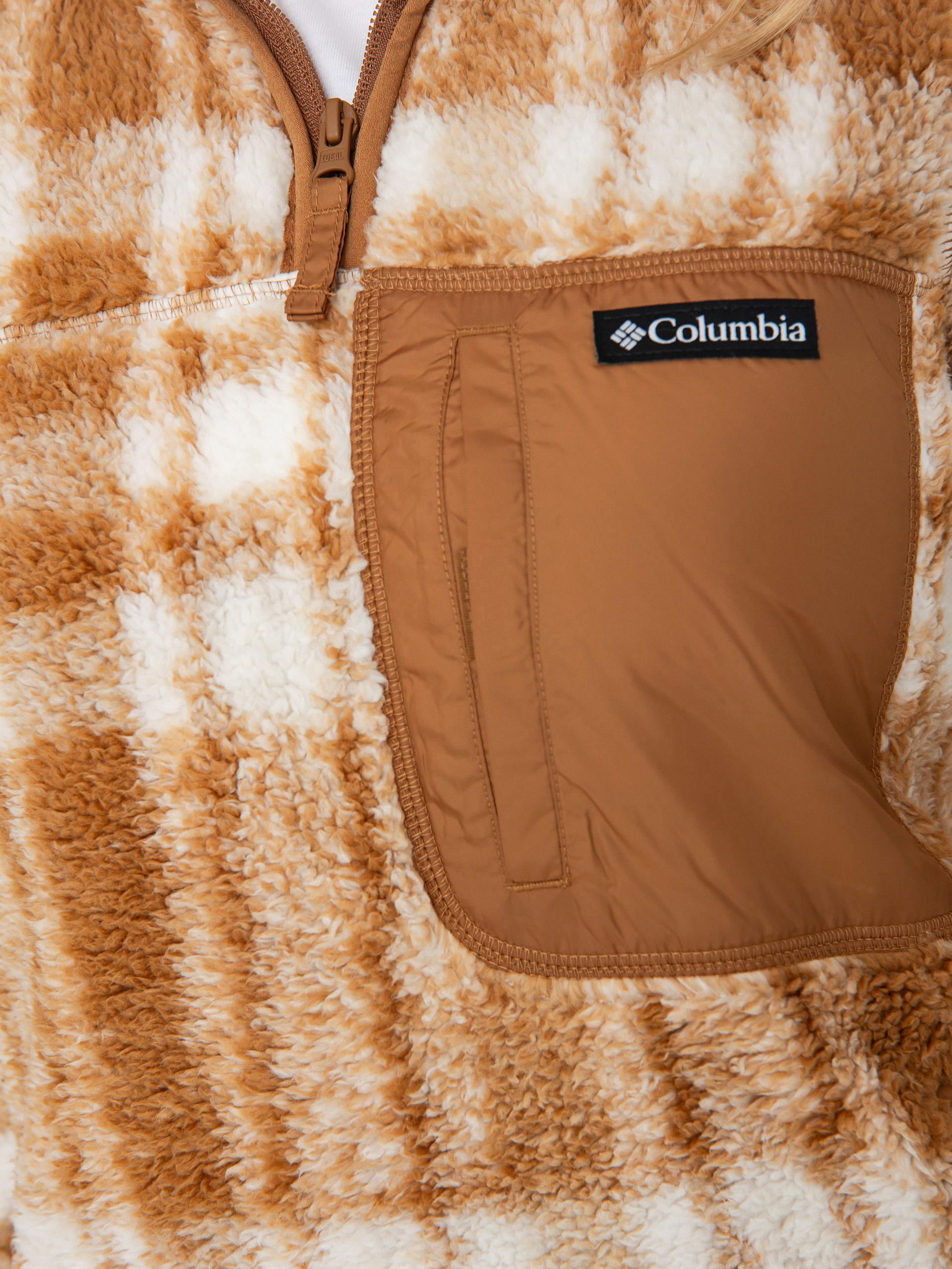Női Columbia West Bend 1/4 Zip II Polár pulóver (camel brown herringplaid)