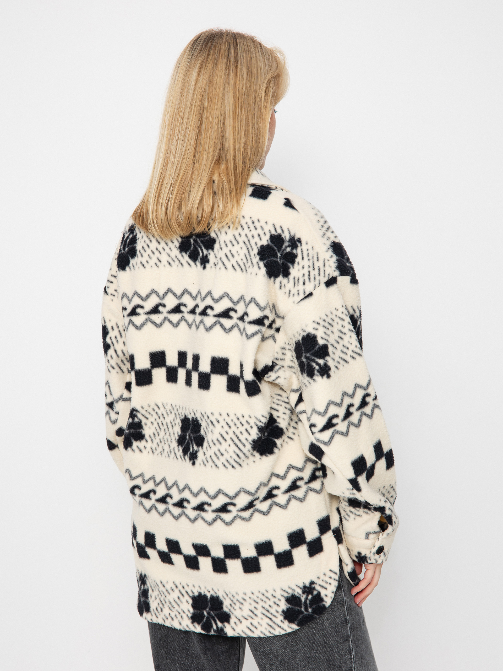 Női Polár pulóver Roxy Morning Crush Shacket (parchment morning crush)