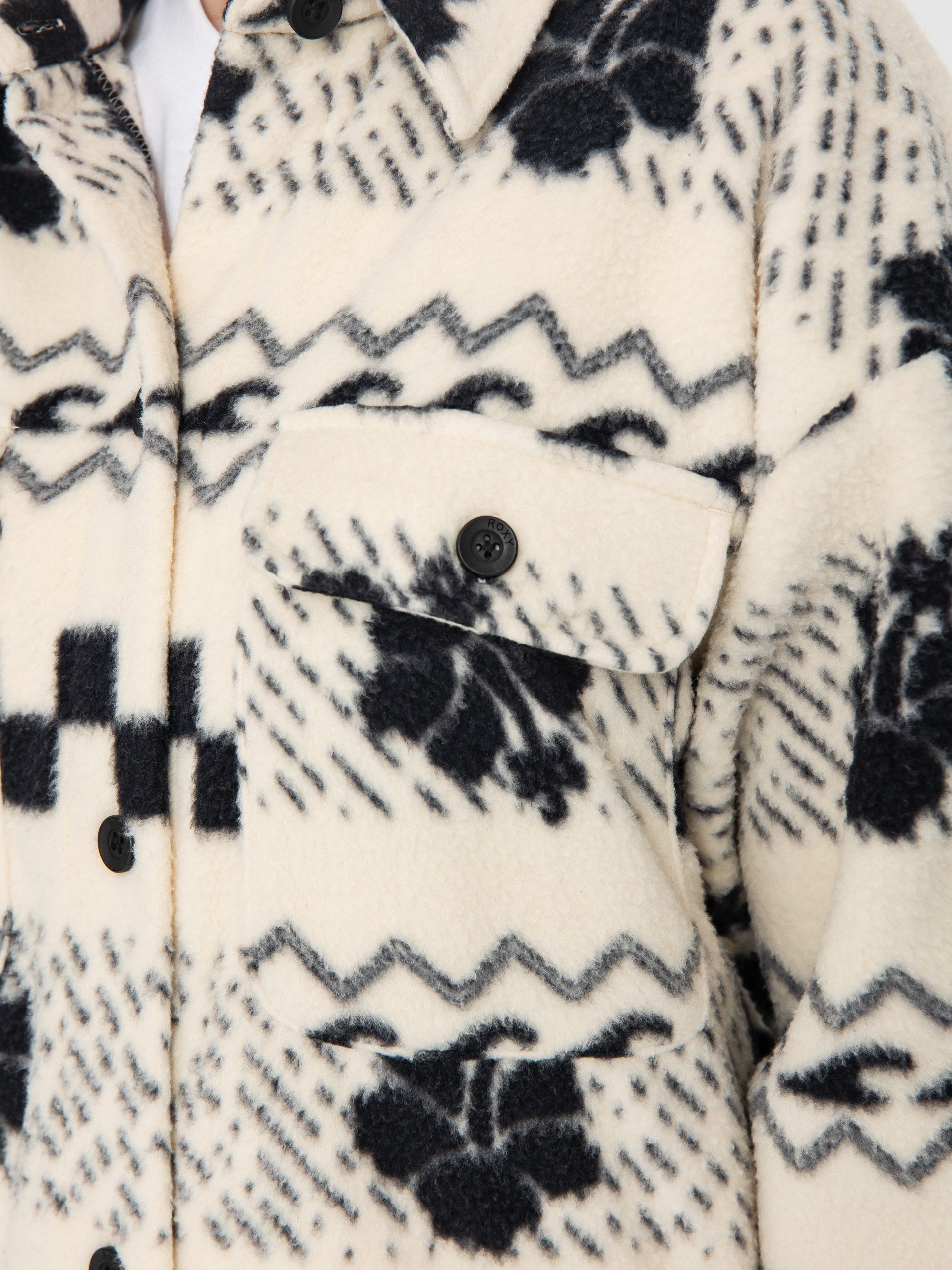 Női Polár pulóver Roxy Morning Crush Shacket (parchment morning crush)