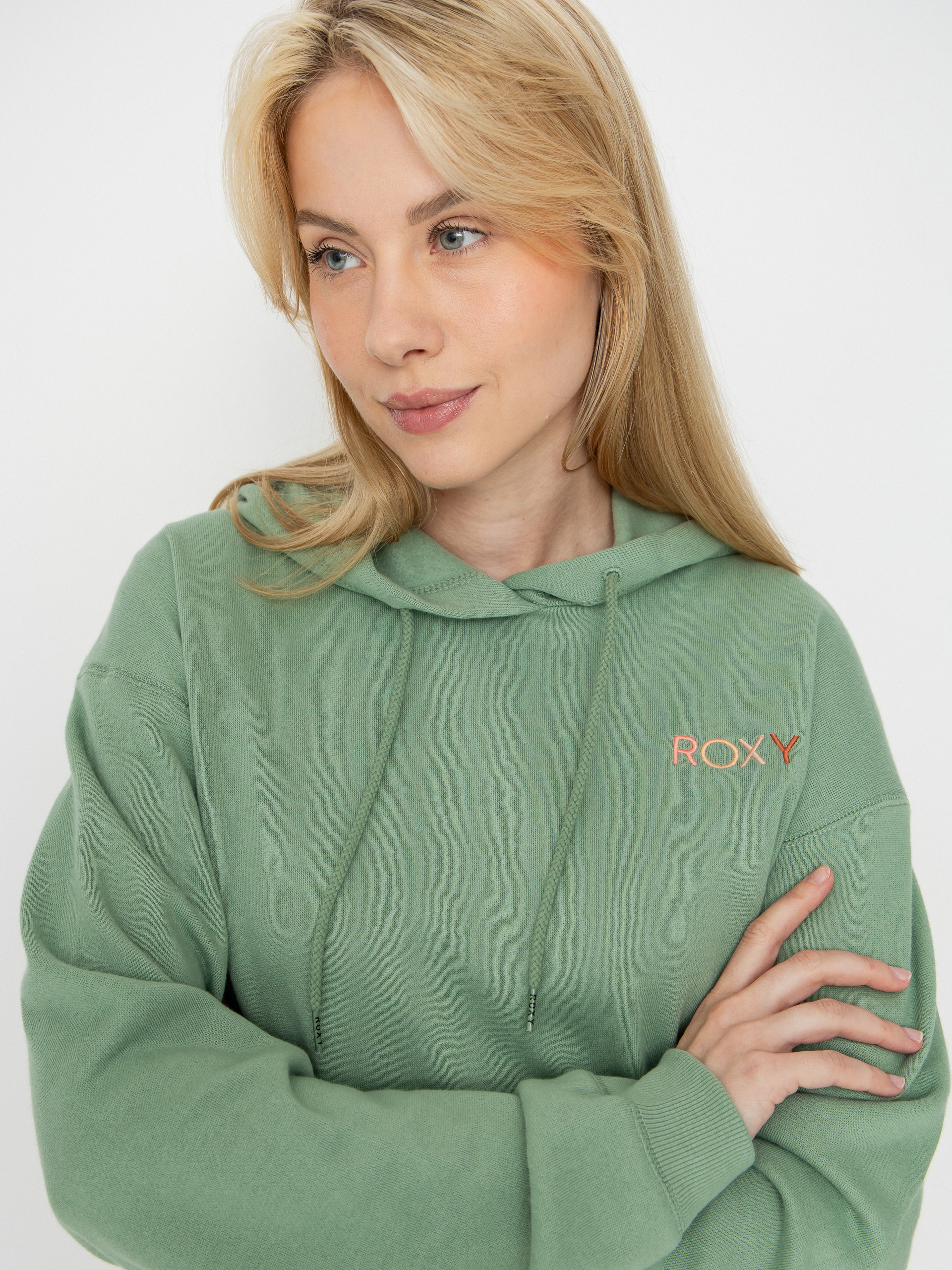 Kapucnis pulóver Roxy Saturdaze HD Wmn (basil)