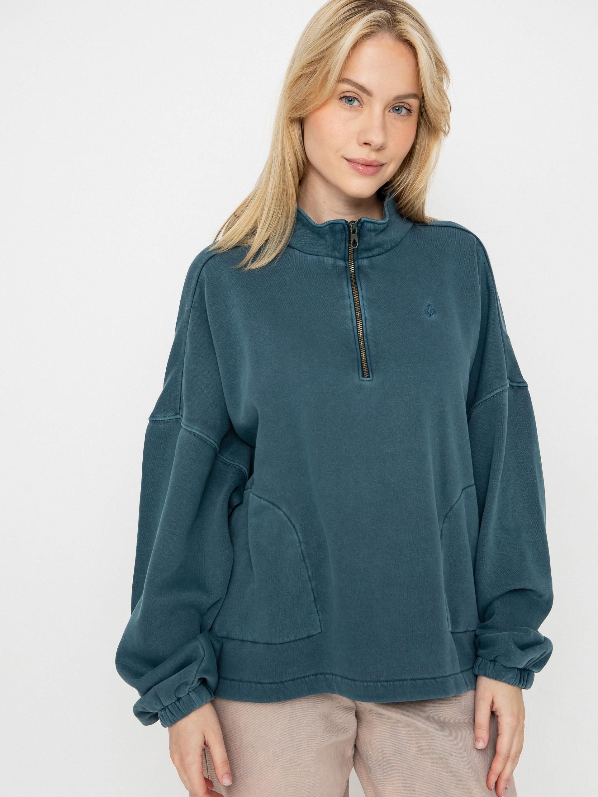 Volcom Stone Soft Quarter Zip Wmn Pulóver (emerald green)