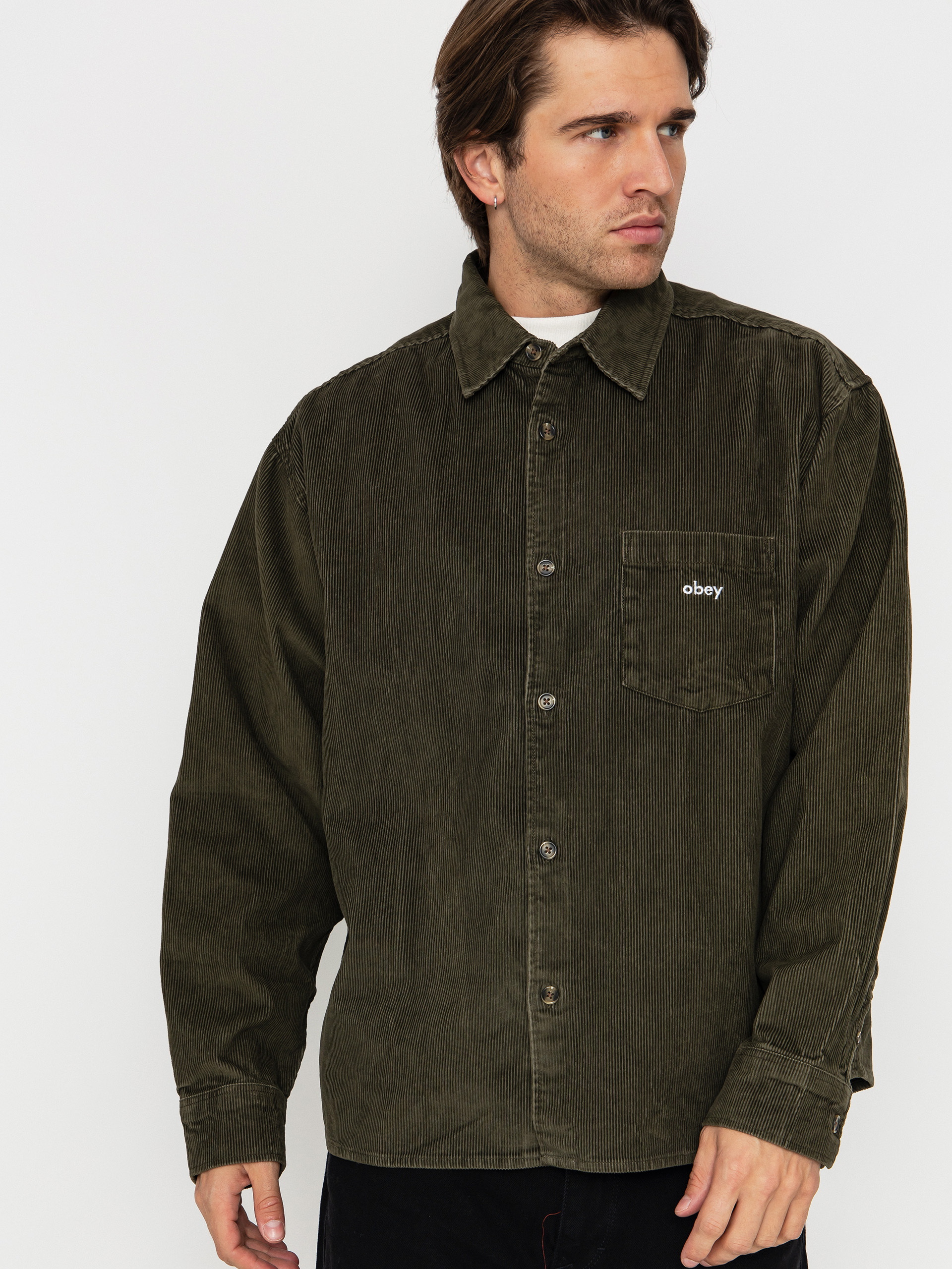 OBEY Buckley Corduroy Woven Ing (black olive faded wash)