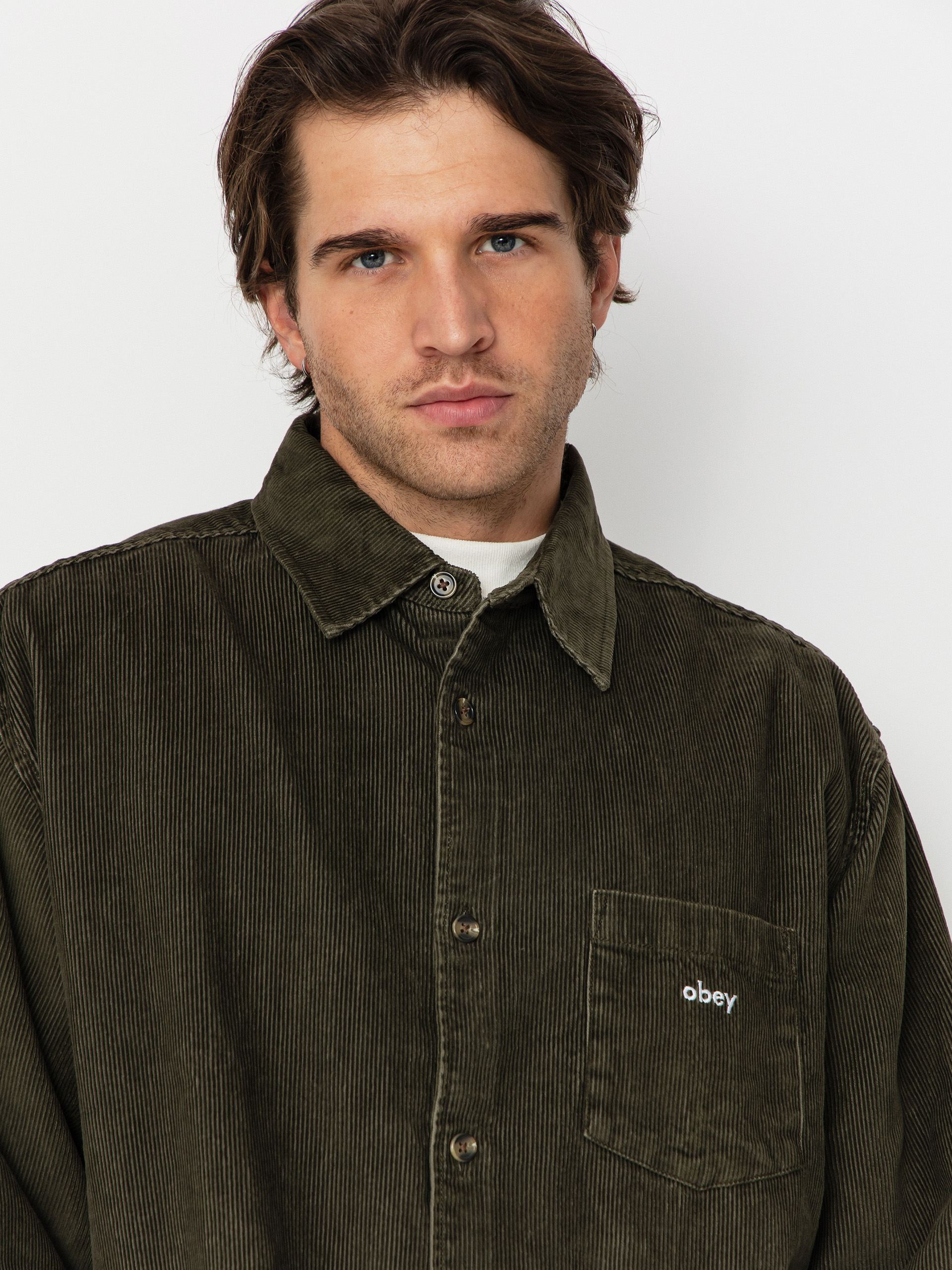 OBEY Buckley Corduroy Woven Ing (black olive faded wash)
