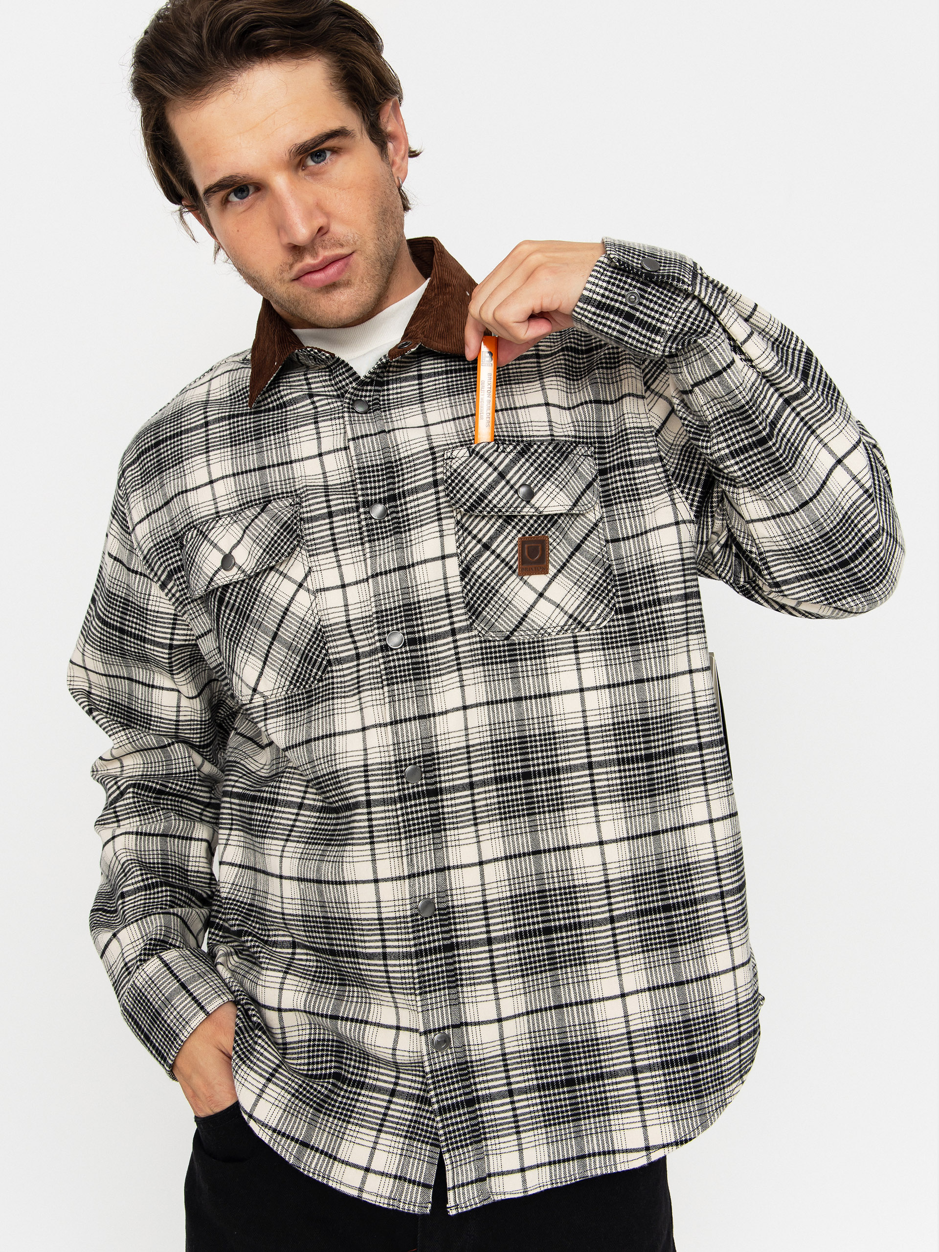 Ing Brixton Builders Bowery Perf Flannel (off white/black)