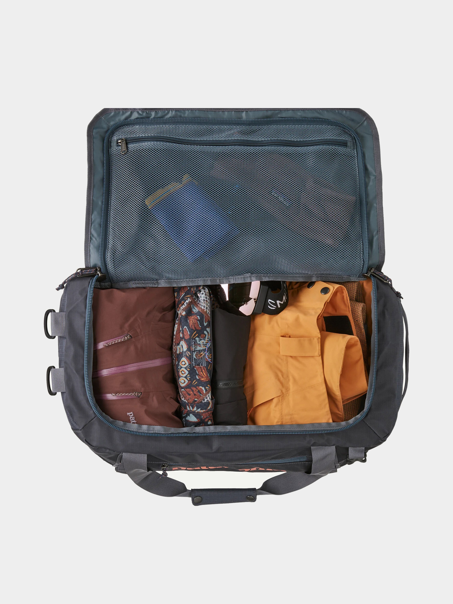 Táska Patagonia Black Hole Duffel 40L (smolder blue w/amanita red)