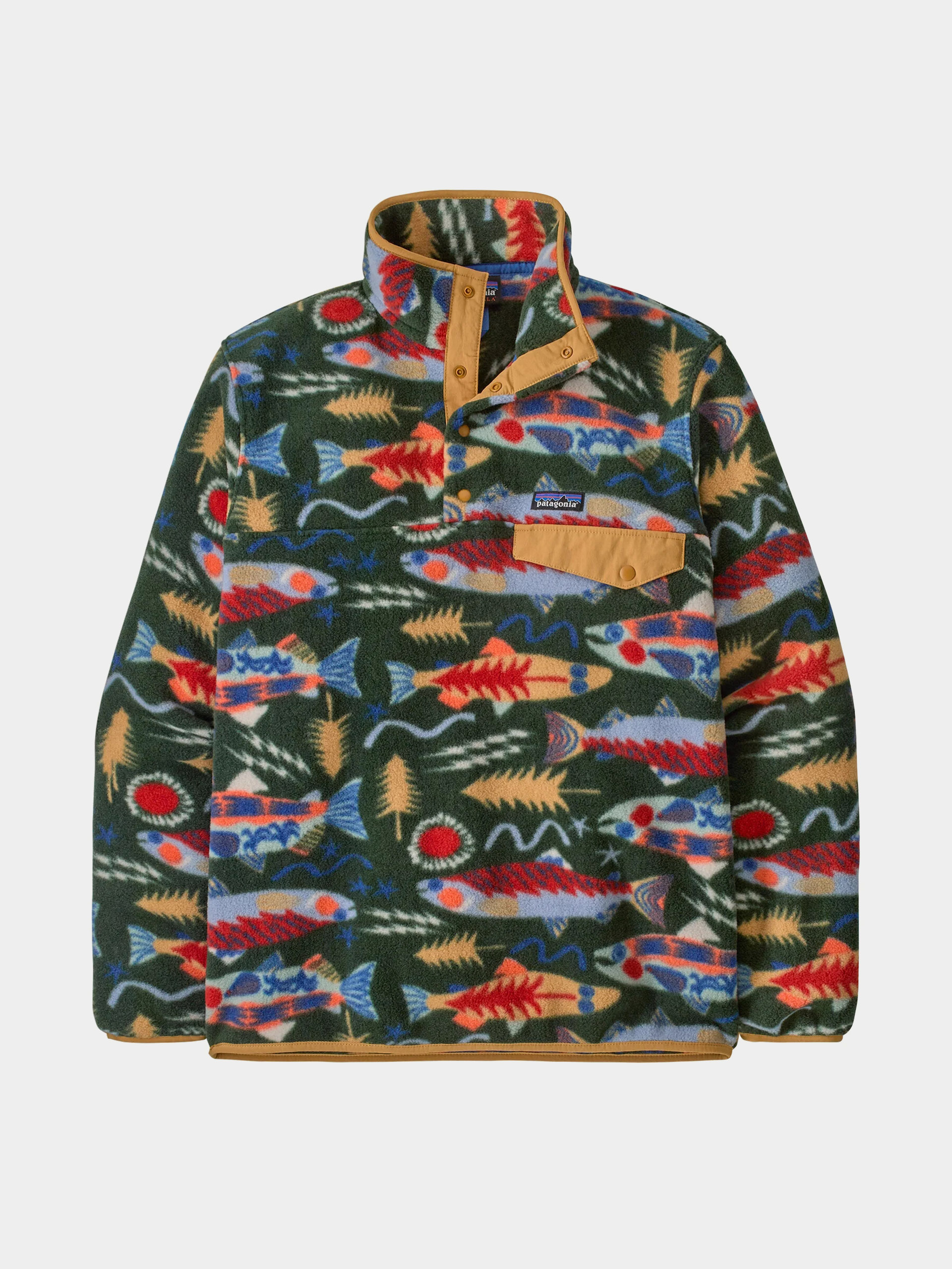 Férfi Polár pulóver Patagonia LW Synch Snap T (salmon energy old growth green)