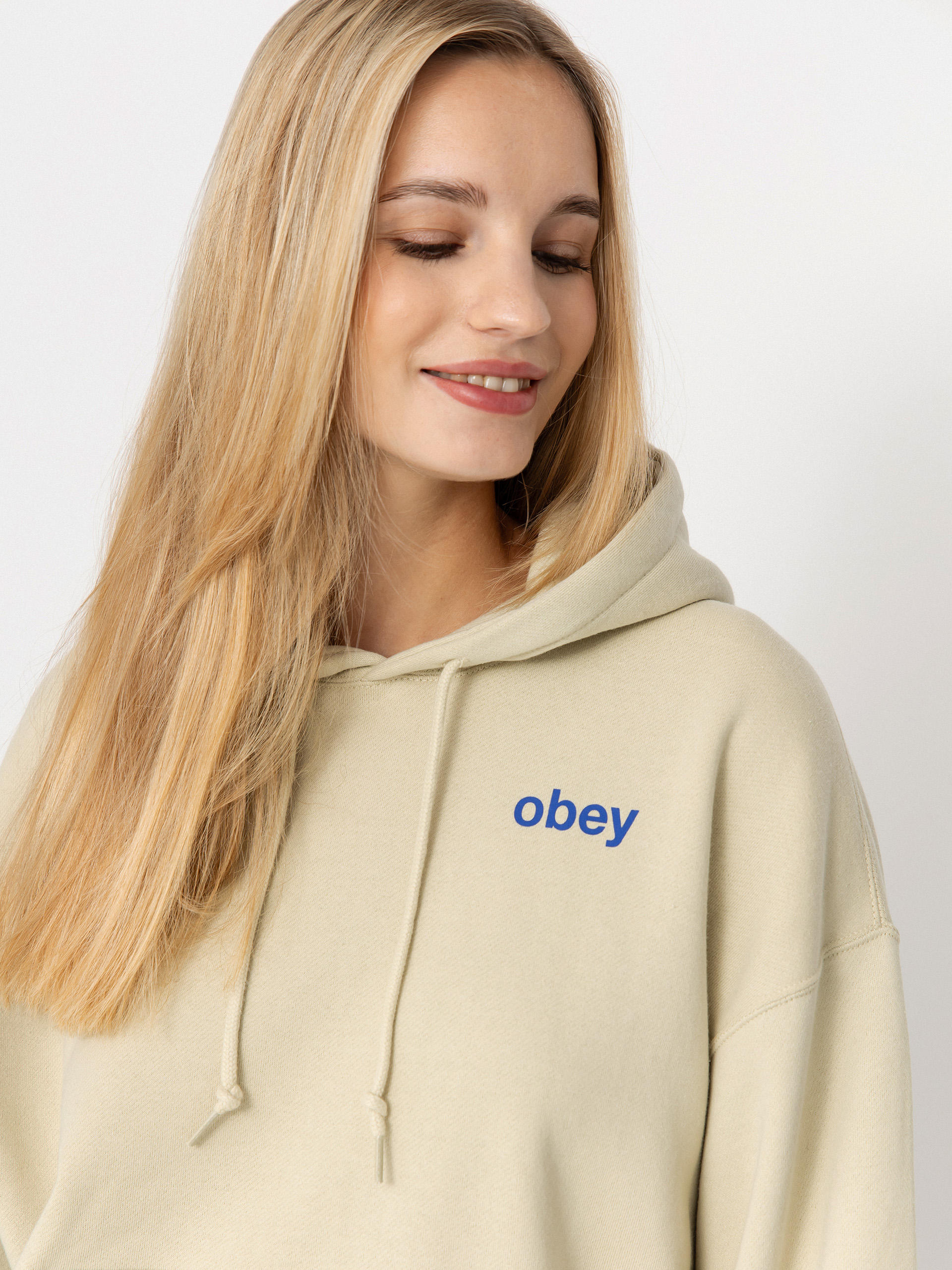 Kapucnis pulóver OBEY Time Baggy Relaxed HD Wmn (sand)