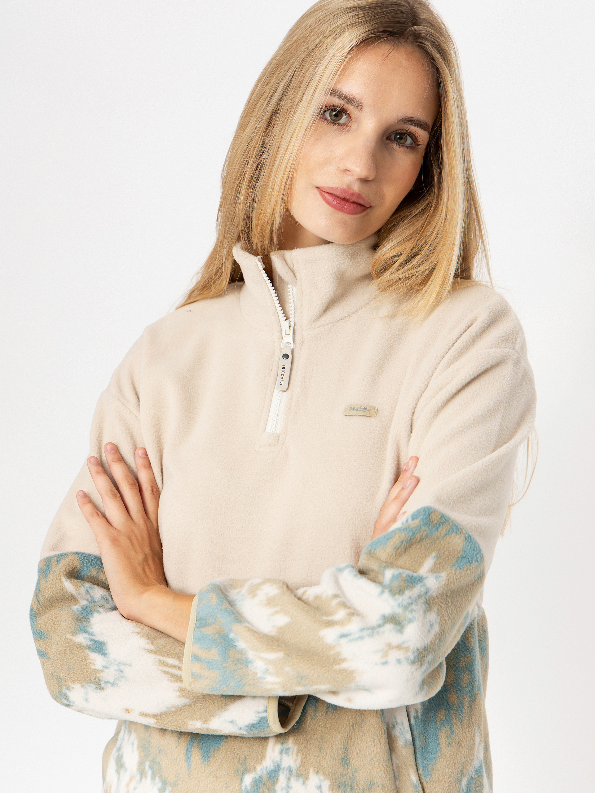 Női Iriedaily Half Indi Troyer Polár pulóver (khaki grey)