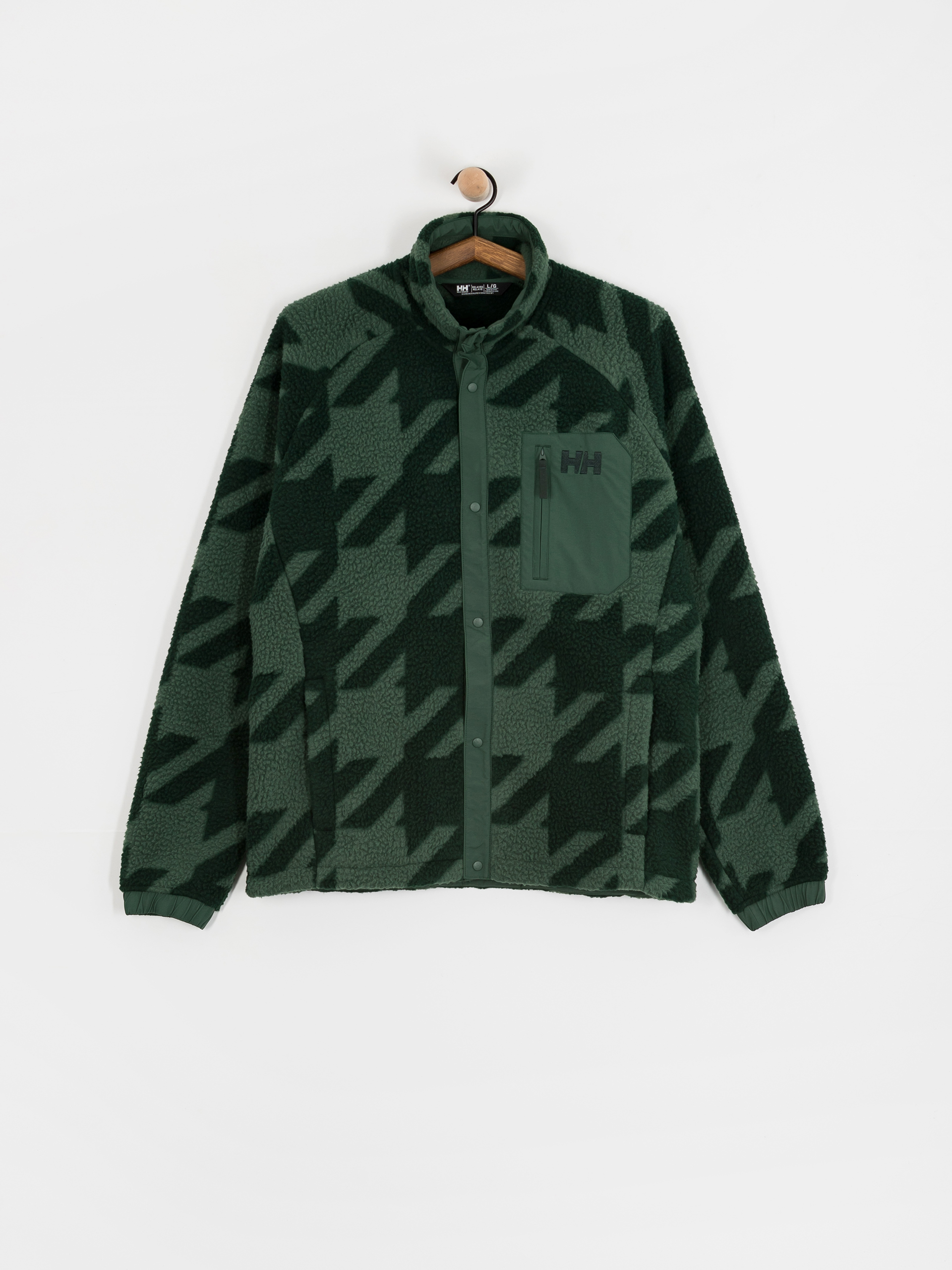 Férfi Polár pulóver Helly Hansen Panorama Printed Pile Snap (jungle green houndstooth a)