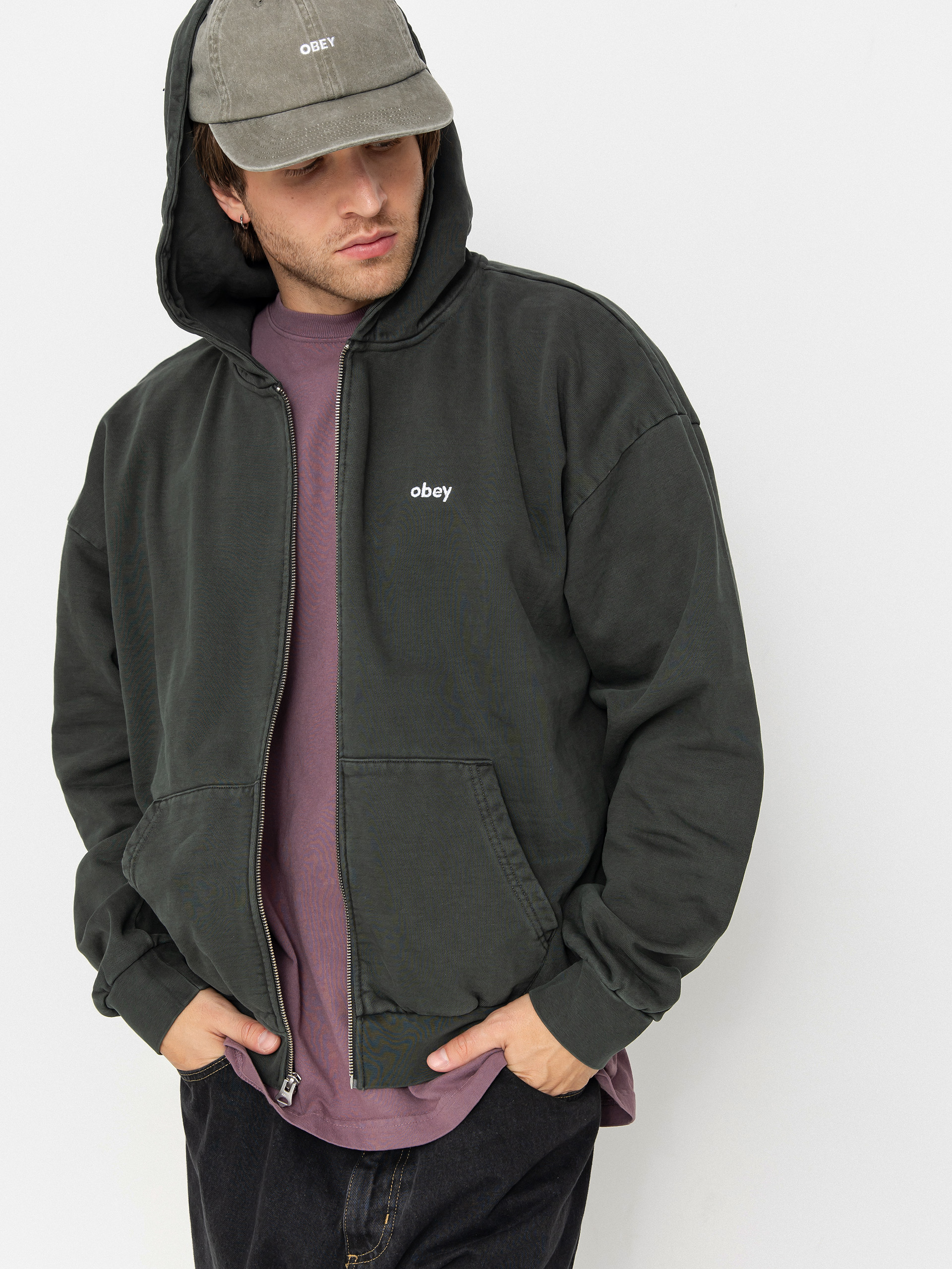 OBEY Lowercase Pigment ZHD Kapucnis pulóver (pigment pirate black)