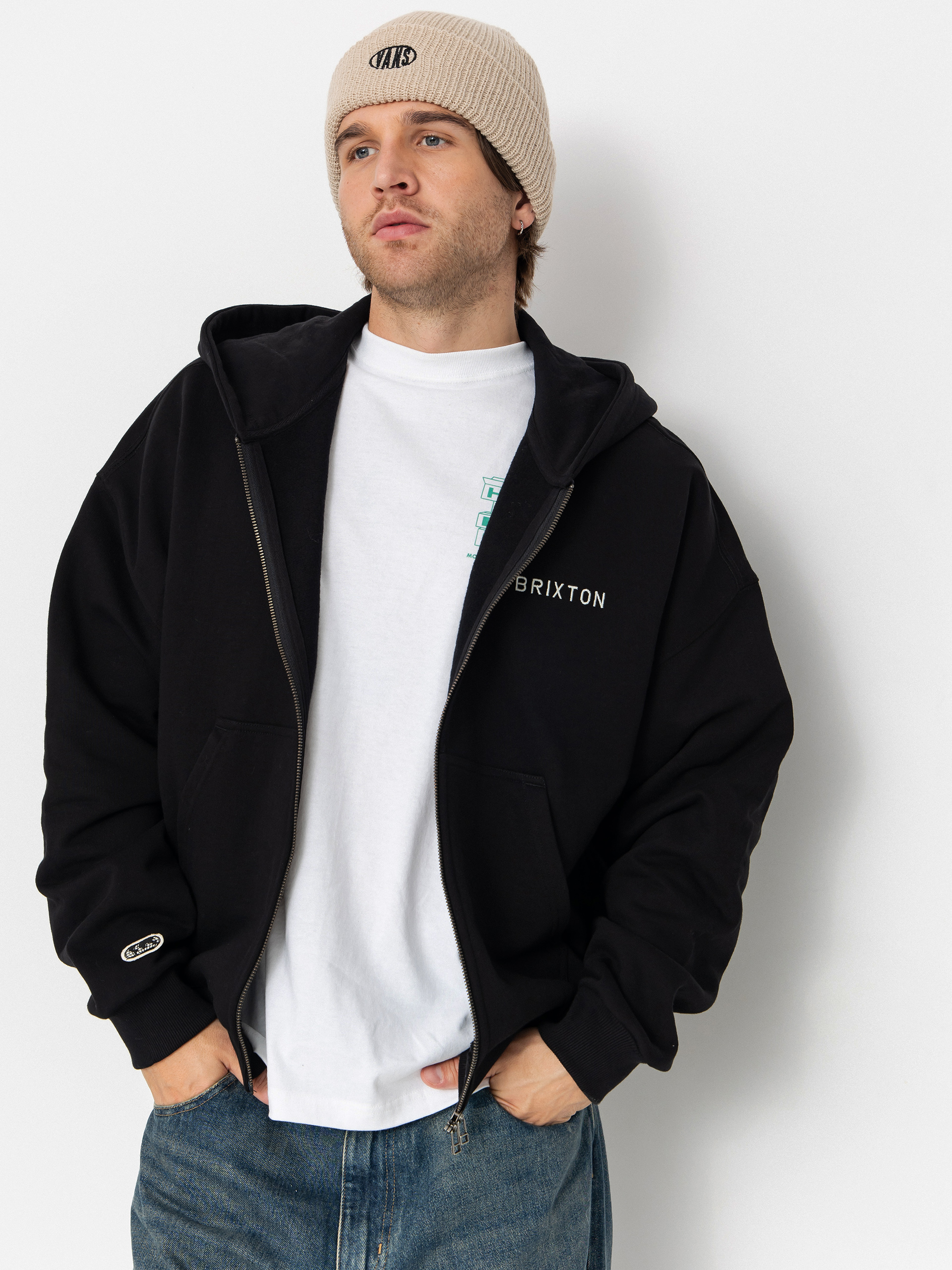 Brixton Embroidered Hw ZHD Kapucnis pulóver (black)