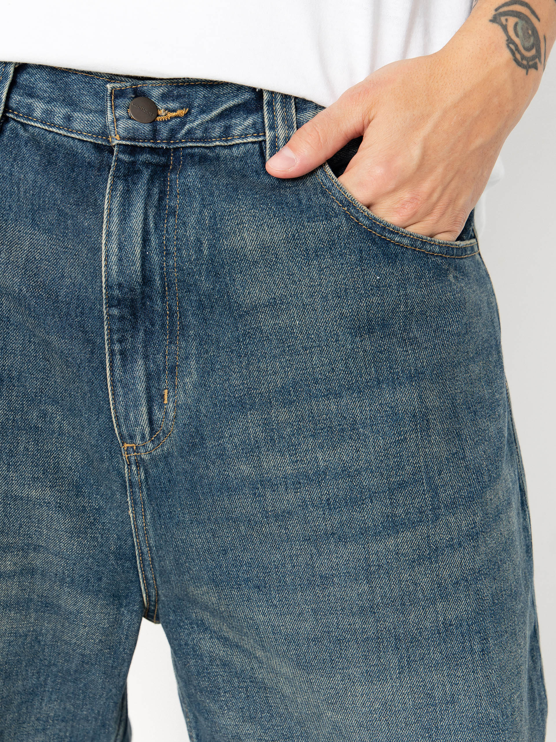 Kisnadrág Carhartt WIP Brandon (blue/worn used wash)