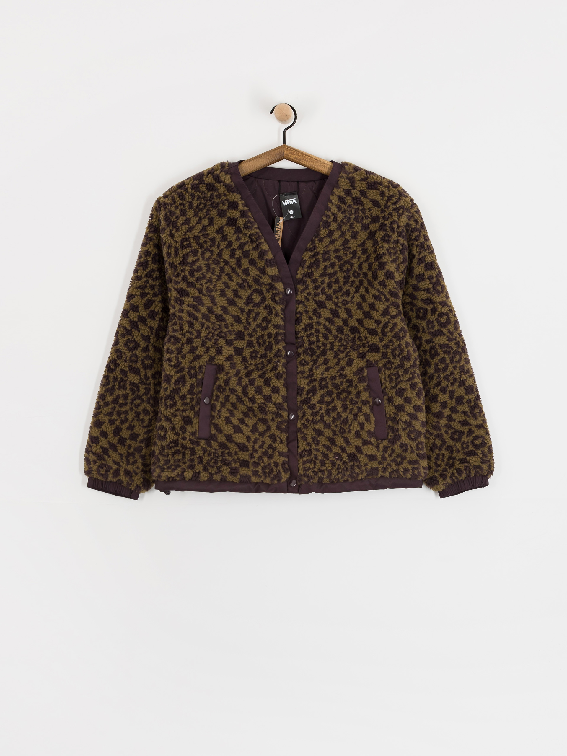 Vans Suffolk Cheetah Check Pile Coat Wmn Kabát (dark port)