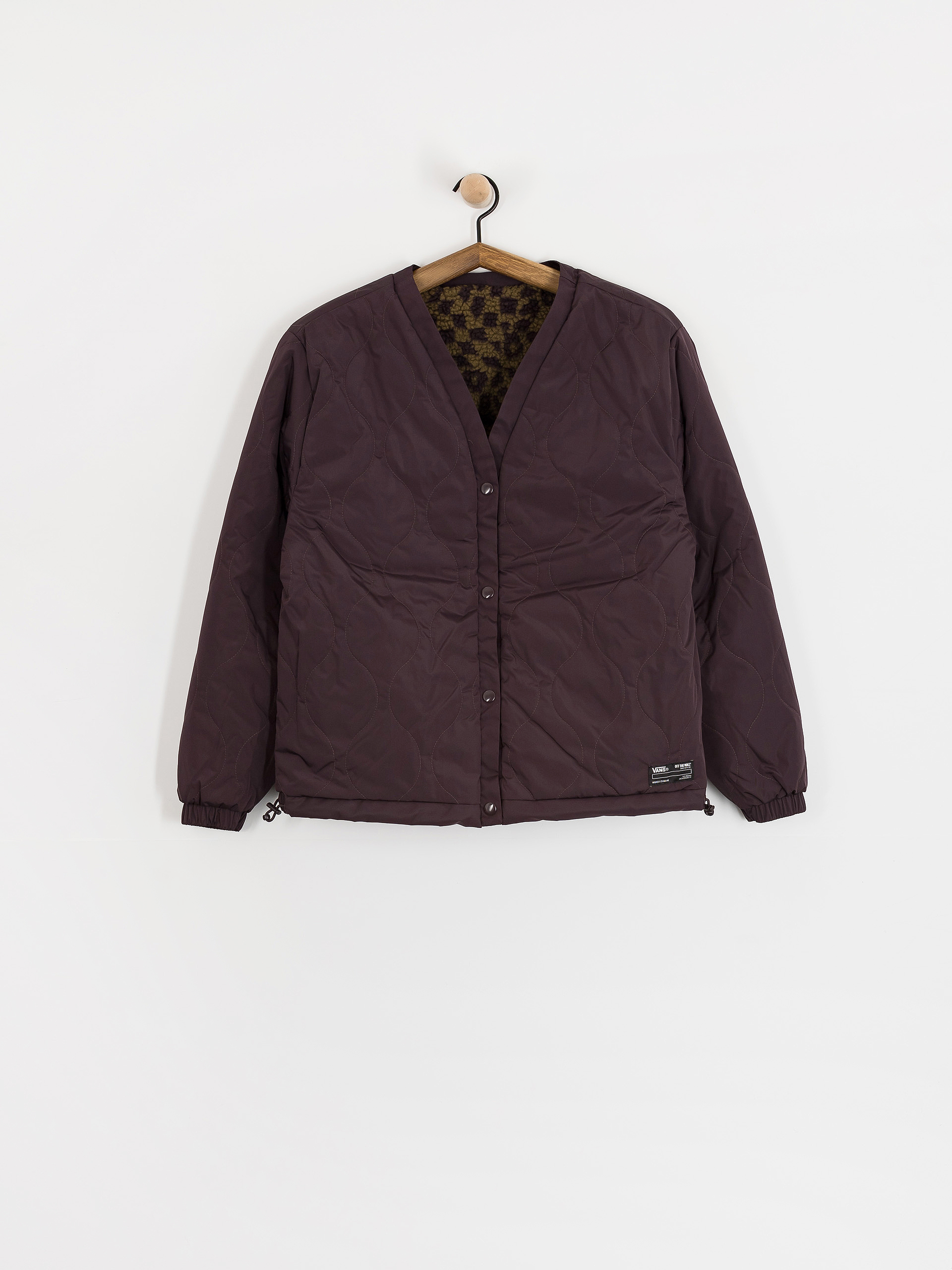 Vans Suffolk Cheetah Check Pile Coat Wmn Kabát (dark port)